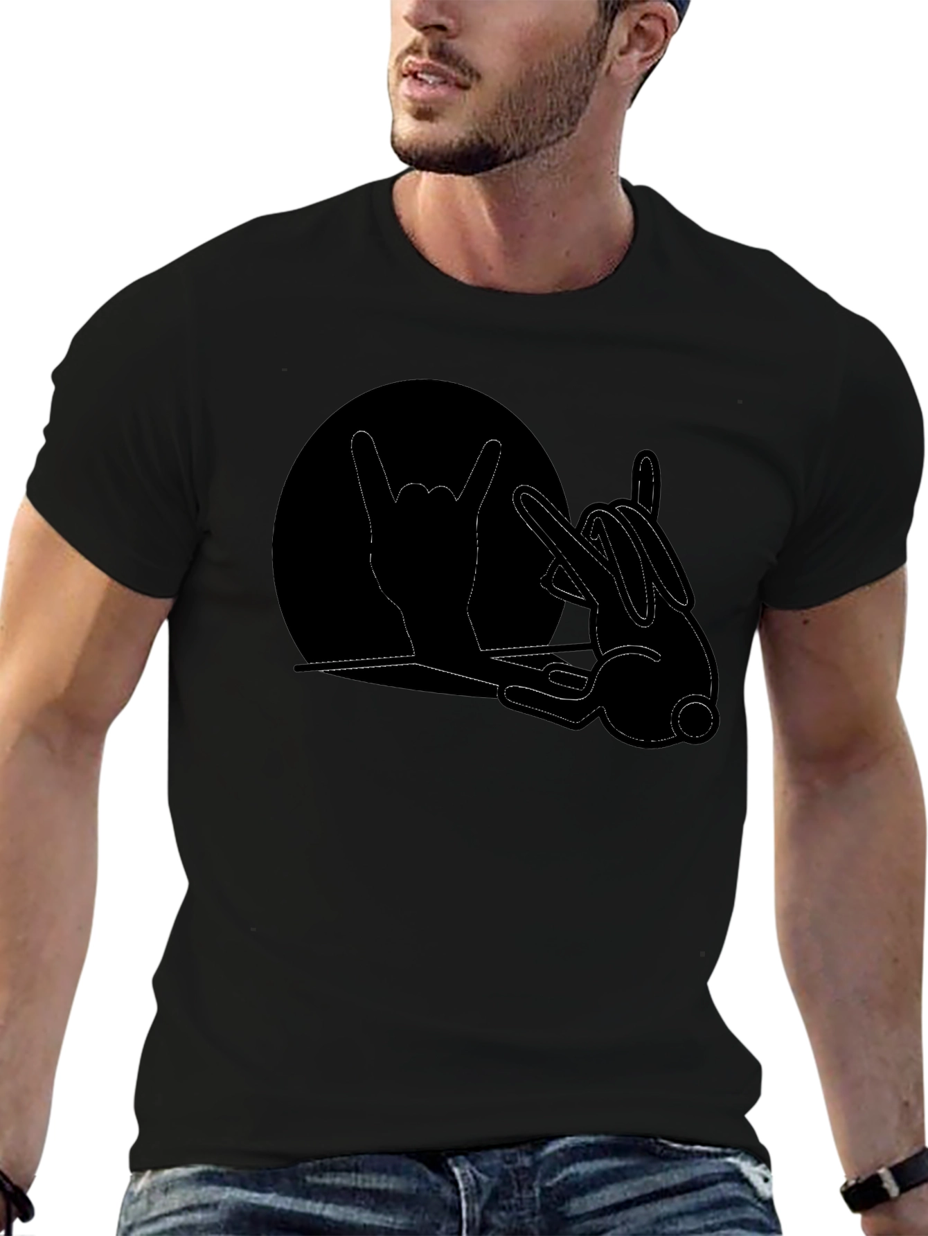 Black Rock On Bunny T-Shirt - Black view 6