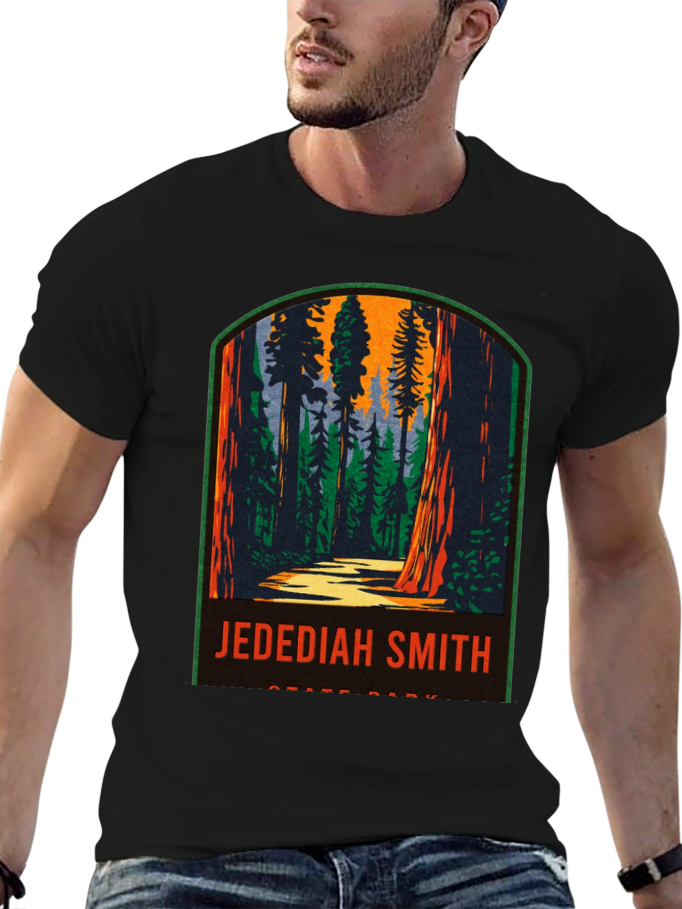 Black Jedediah Smith State Park T-Shirt view 6