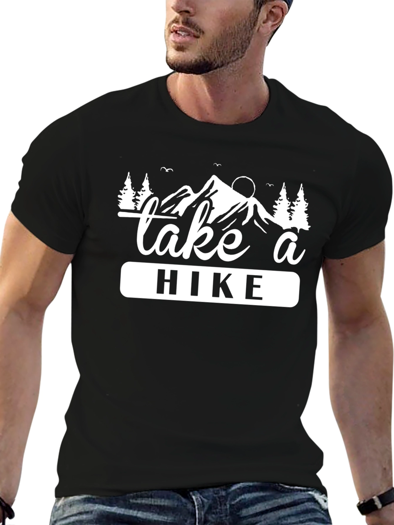 Black Take a Hike Black Graphic Tee - Mountain Adventure view 6