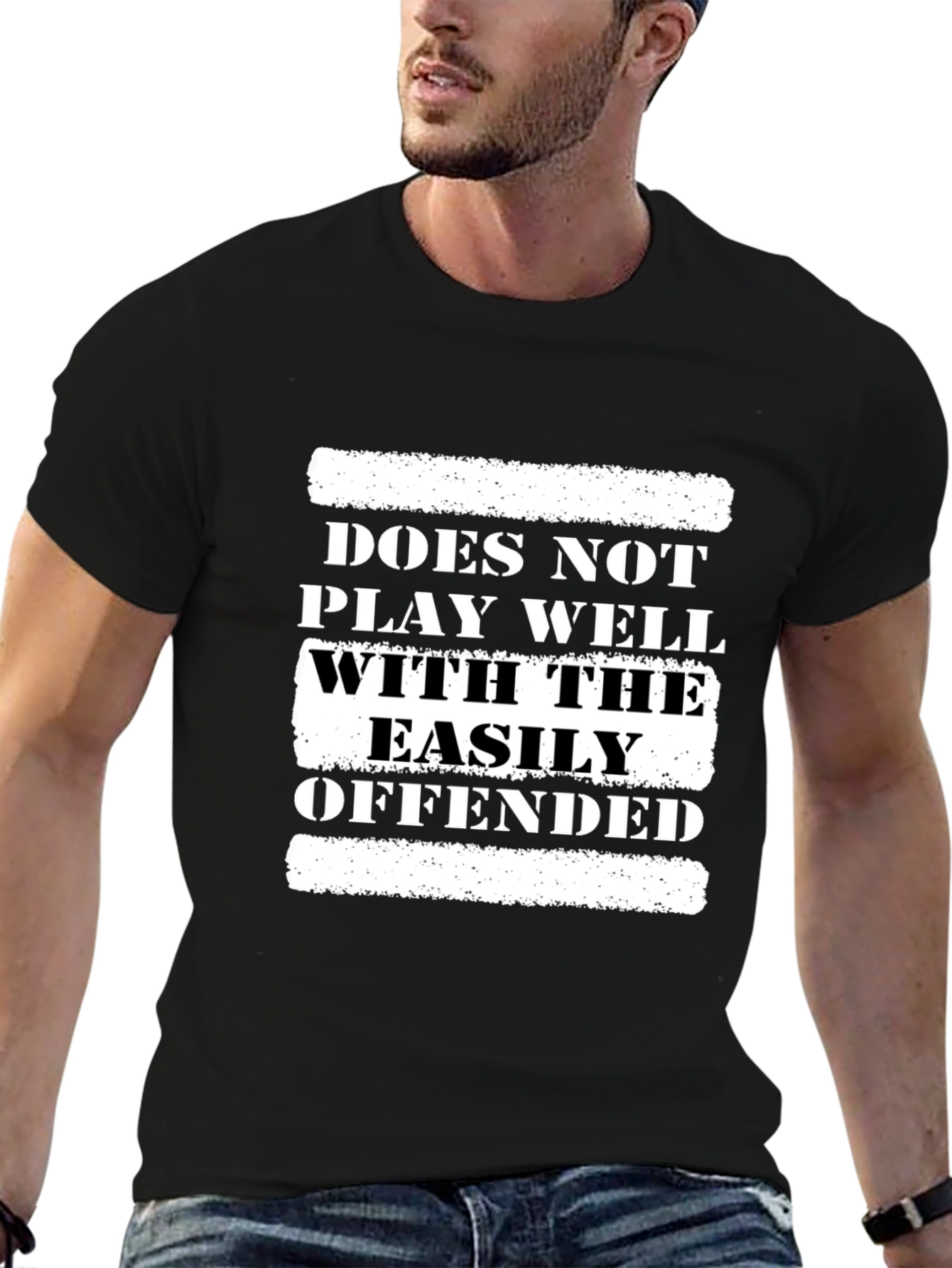 Black Offensive Humor Graphic Tee - Does Not Play Well view 6