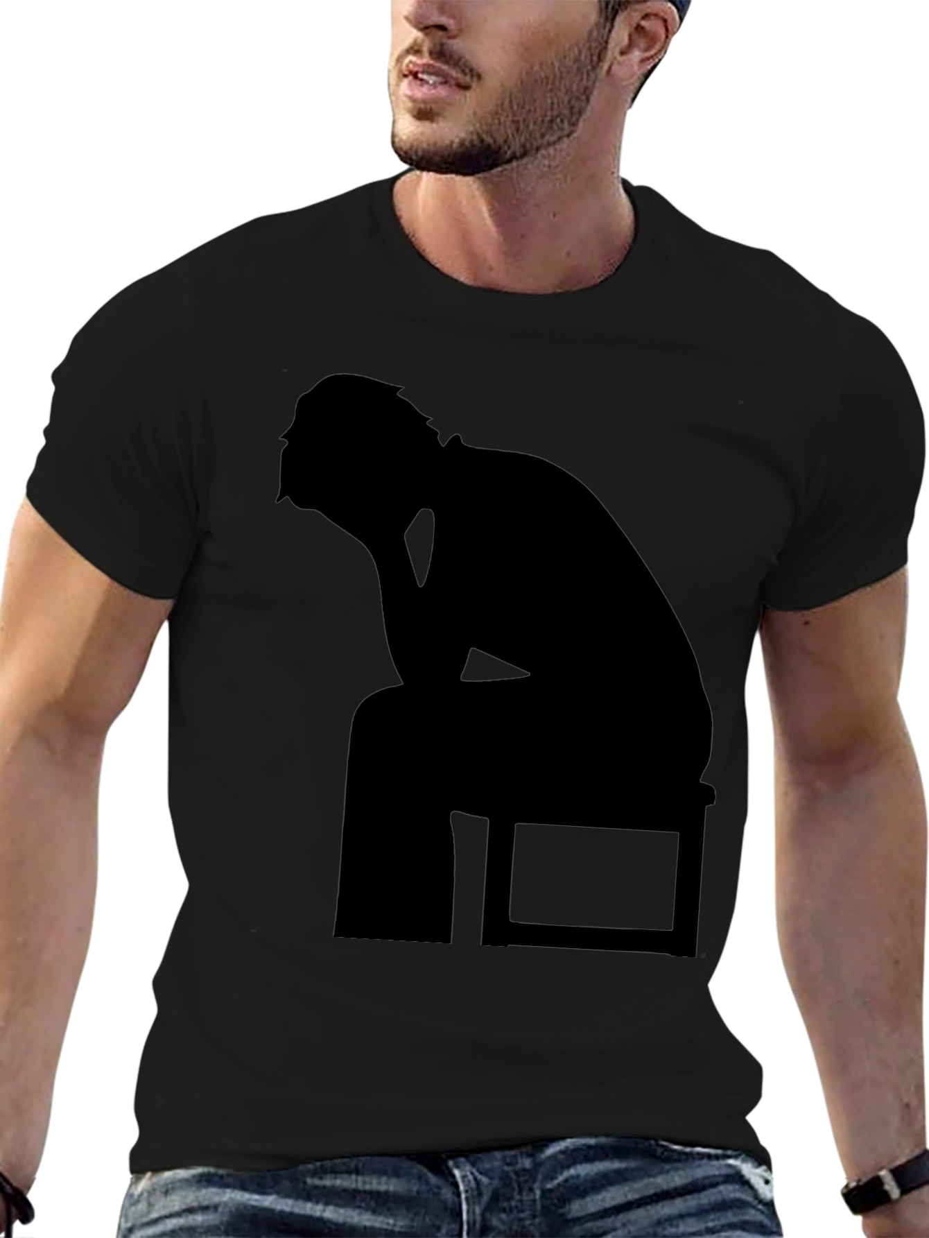 Black Silhouette T-Shirt - Thinking Man Design view 6