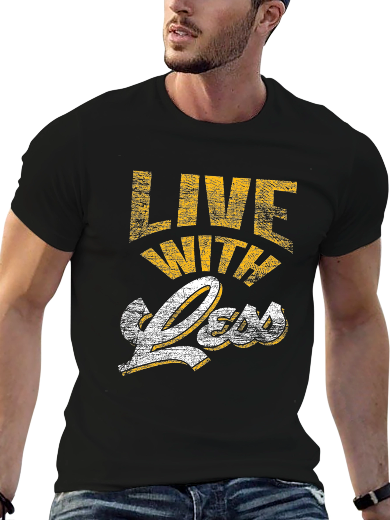 Black Live With Less Graphic Tee - Black view 6