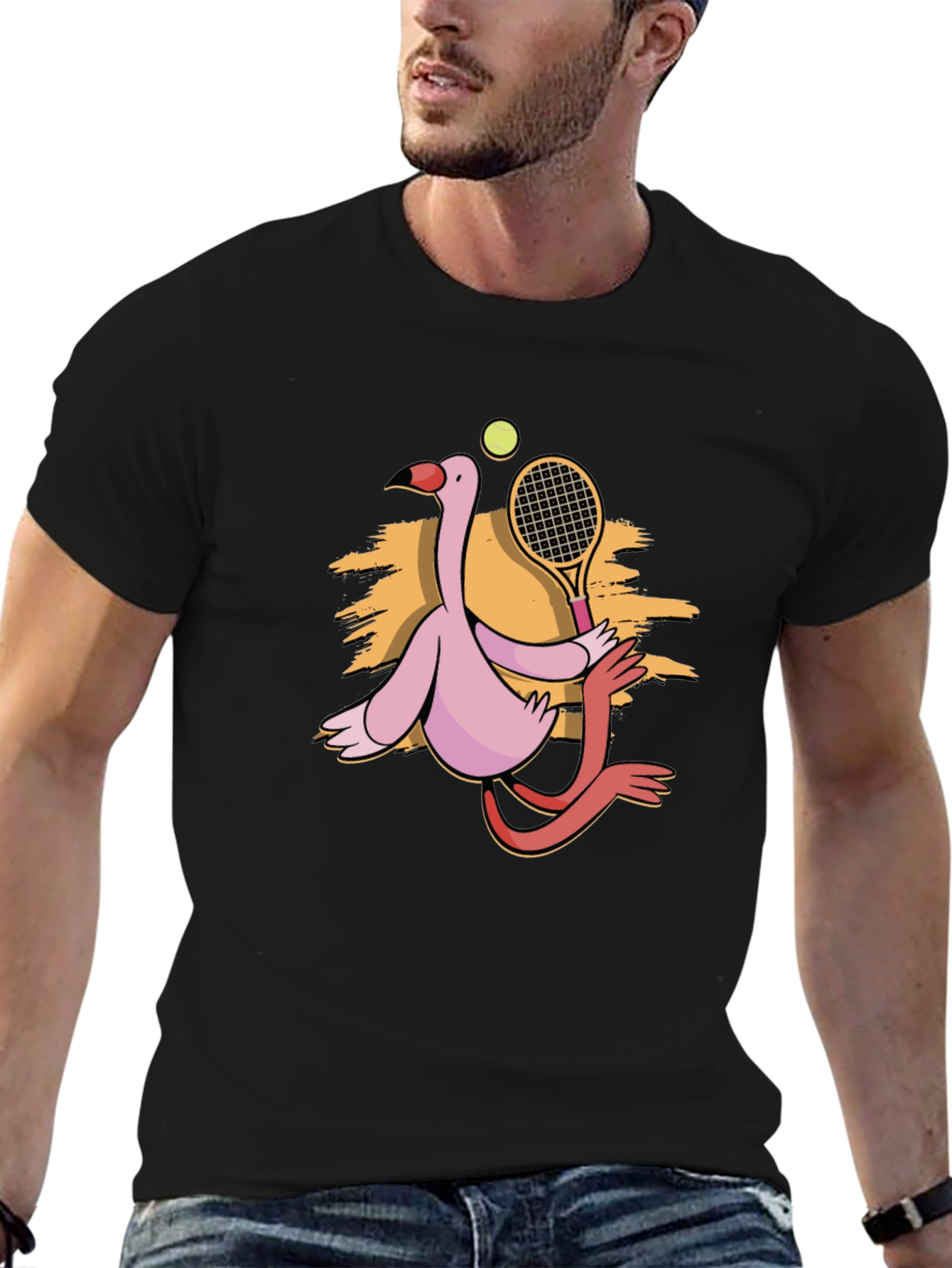 Black Flamingo Tennis T-Shirt view 6
