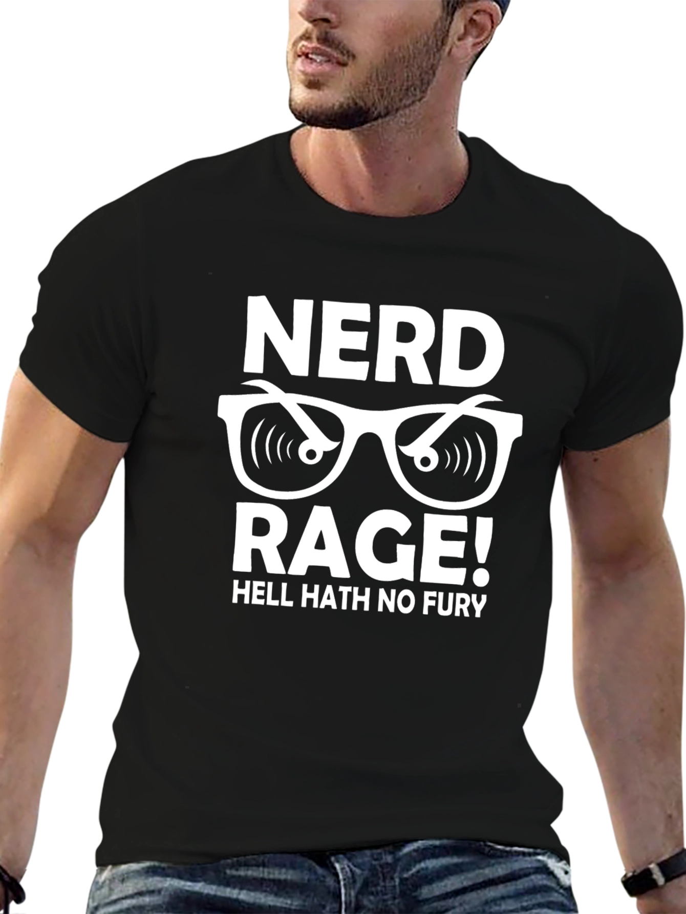 Black Nerd Rage Graphic Tee - Funny Geek Shirt view 6