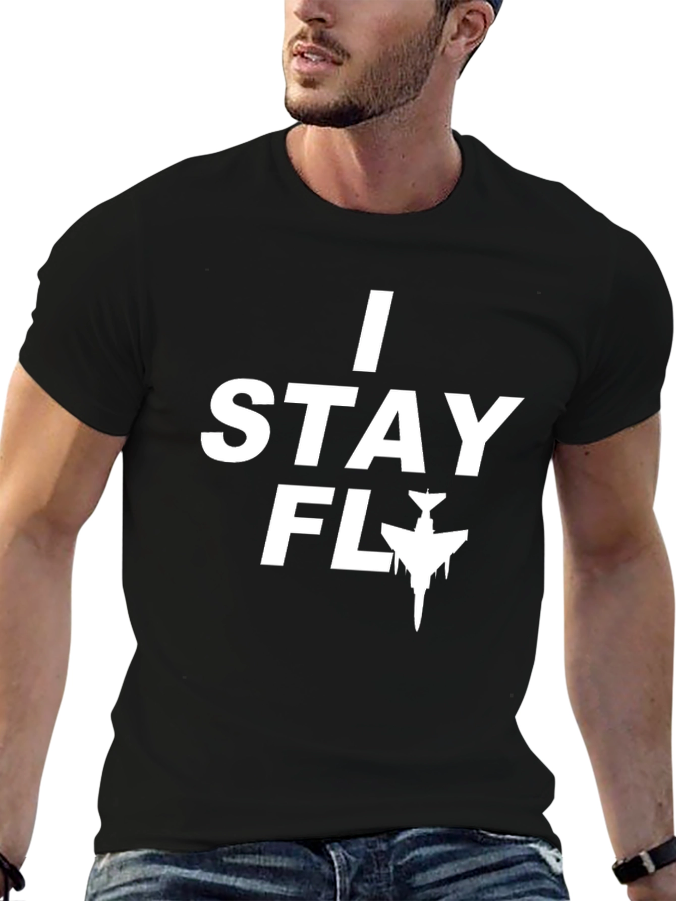 Black I Stay Fly Graphic Tee - Black Casual T-Shirt view 6