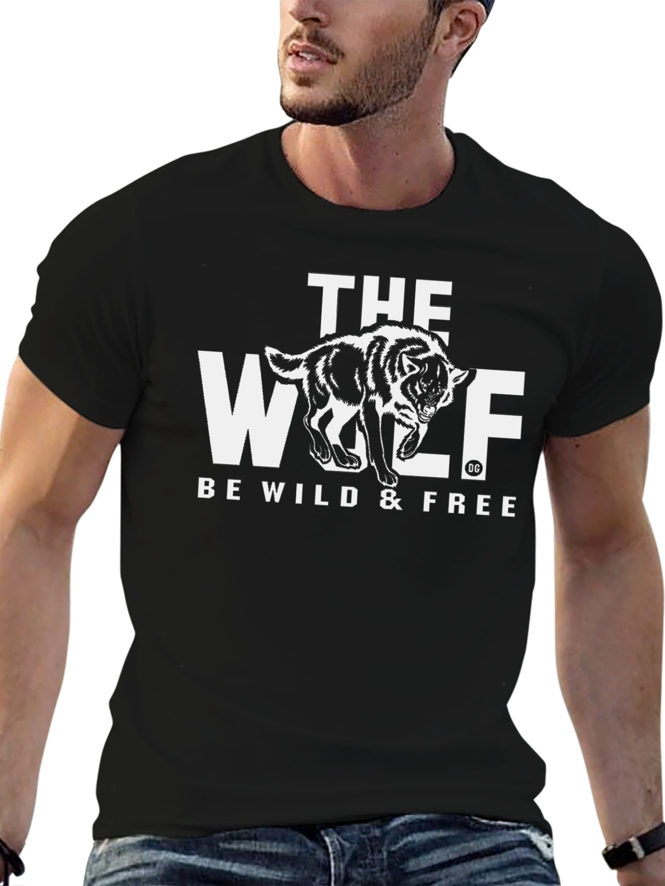Black The Wolf Black Graphic Tee - Be Wild & Free view 6