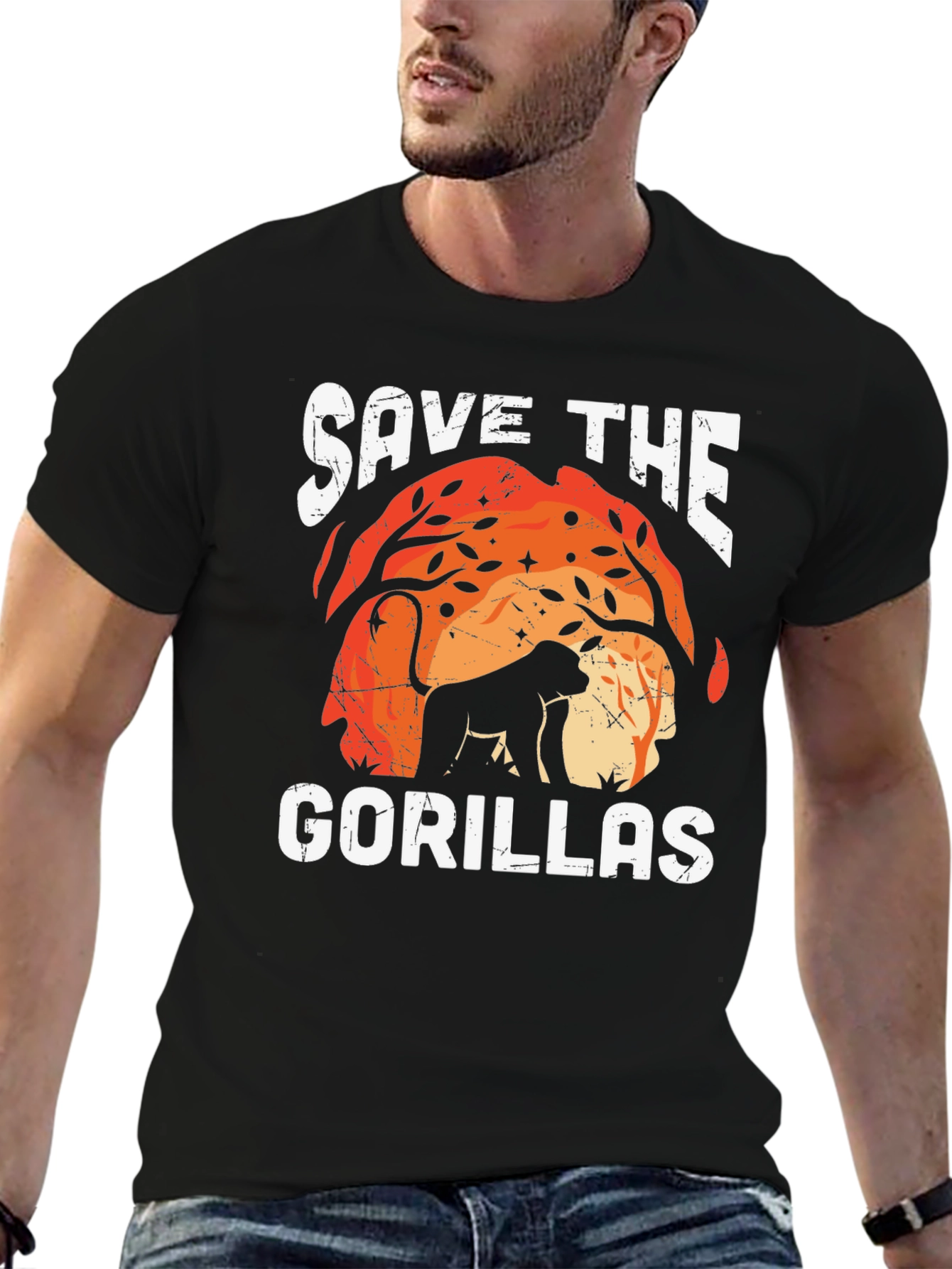 Black Save The Gorillas Graphic Tee view 6