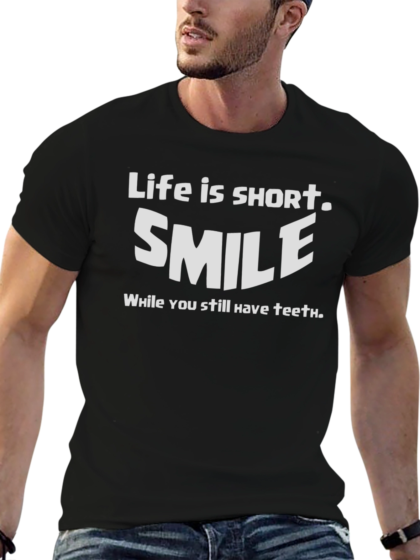 Black Life is Short Smile Funny Graphic Tee view 6