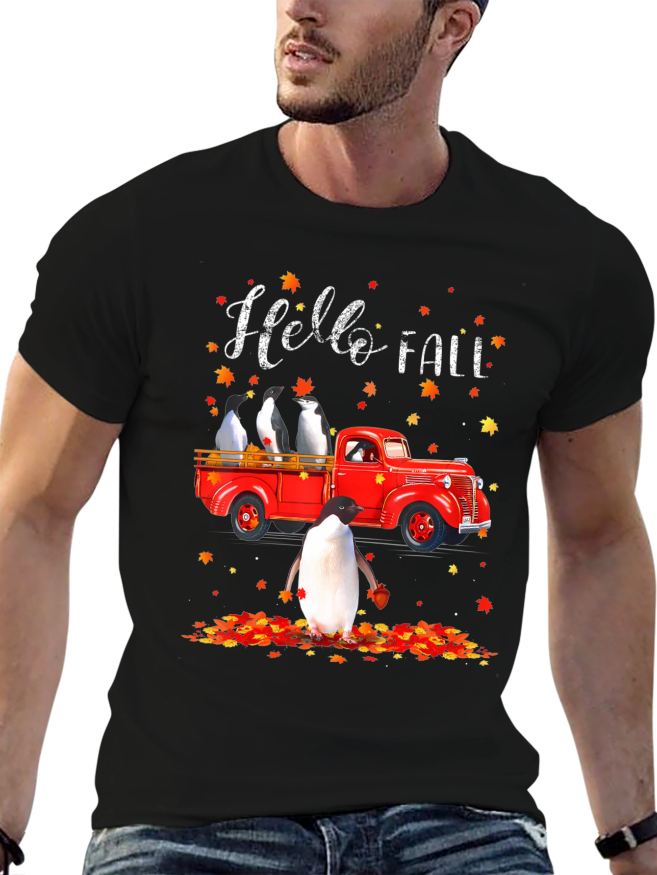 Black Penguin Fall Truck T-Shirt view 6