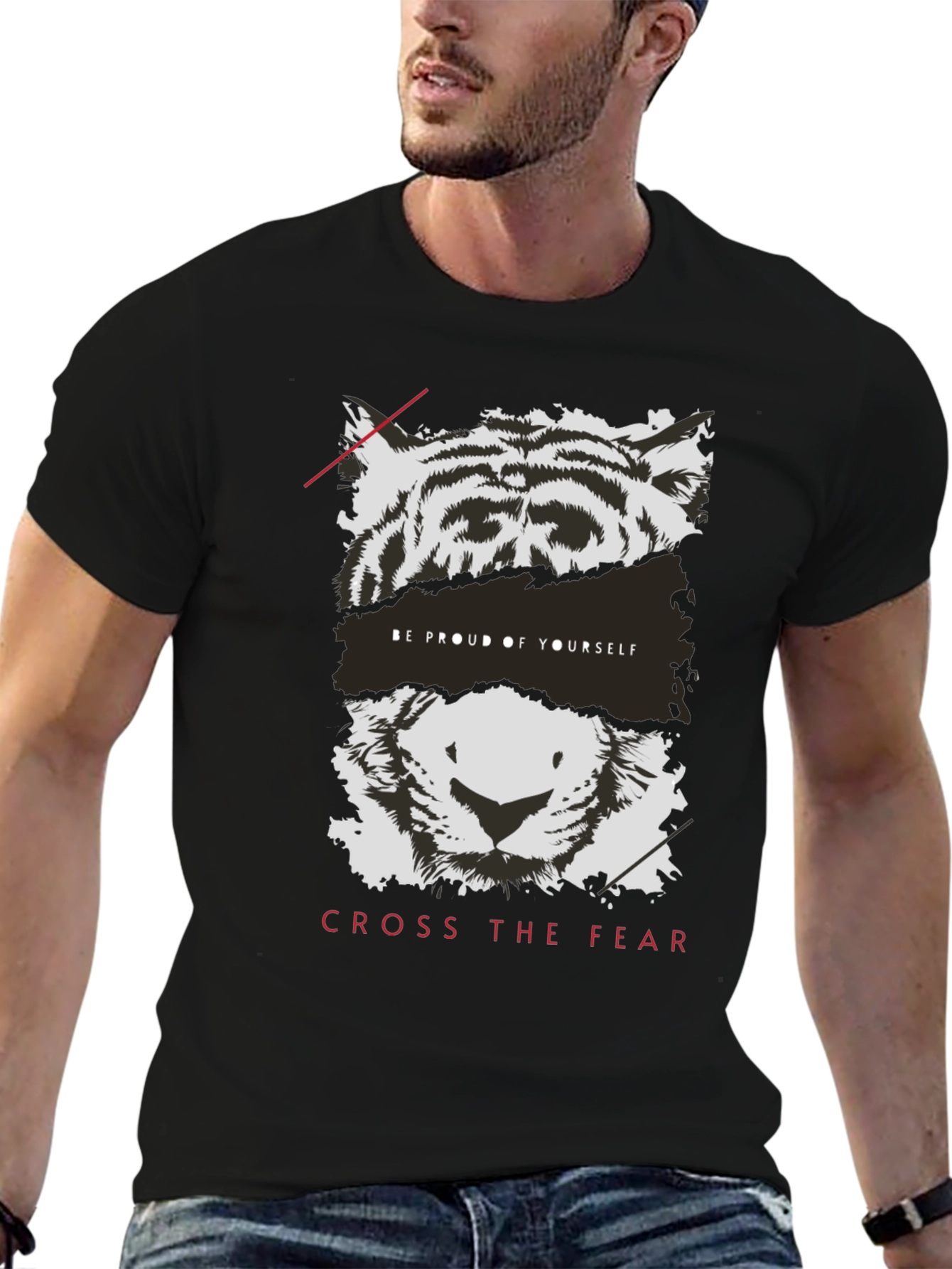 Black Tiger Graphic Tee - Be Proud, Cross Fear view 6