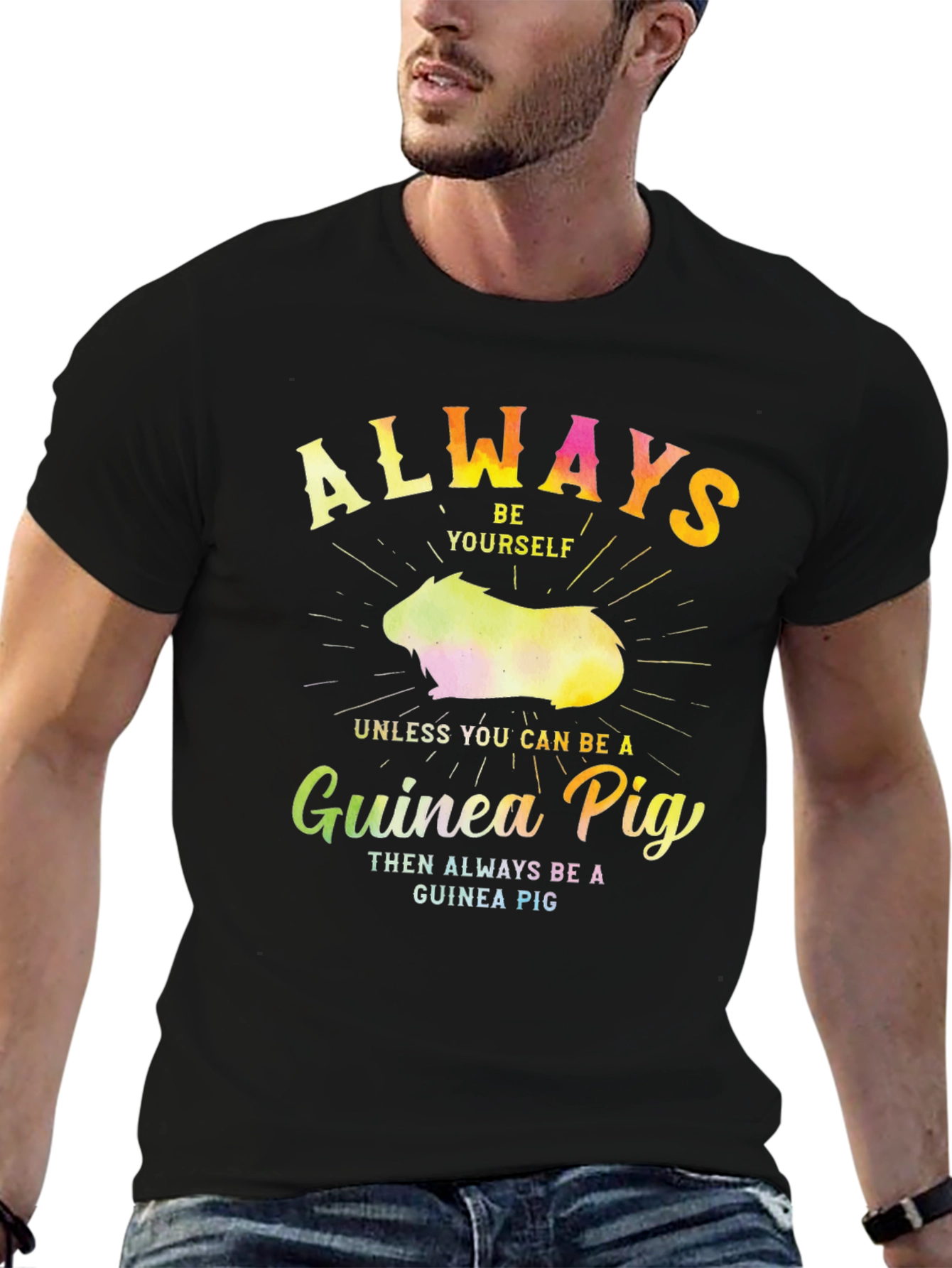 Black Always Be a Guinea Pig T-Shirt - Funny Novelty Tee view 6