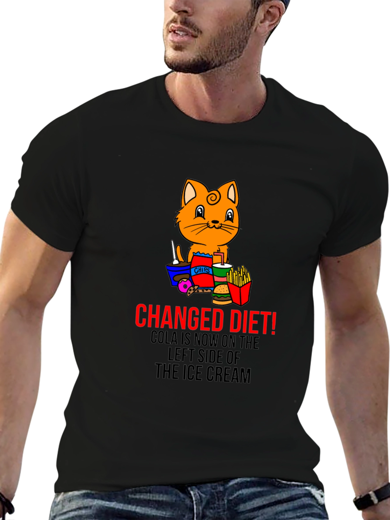 Black Changed Diet Cat T-Shirt view 6