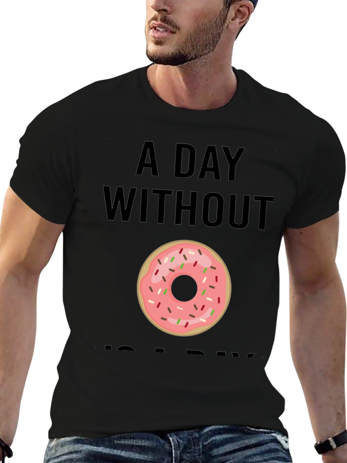 Black Donut Graphic T-Shirt - A Day Without Donuts view 6