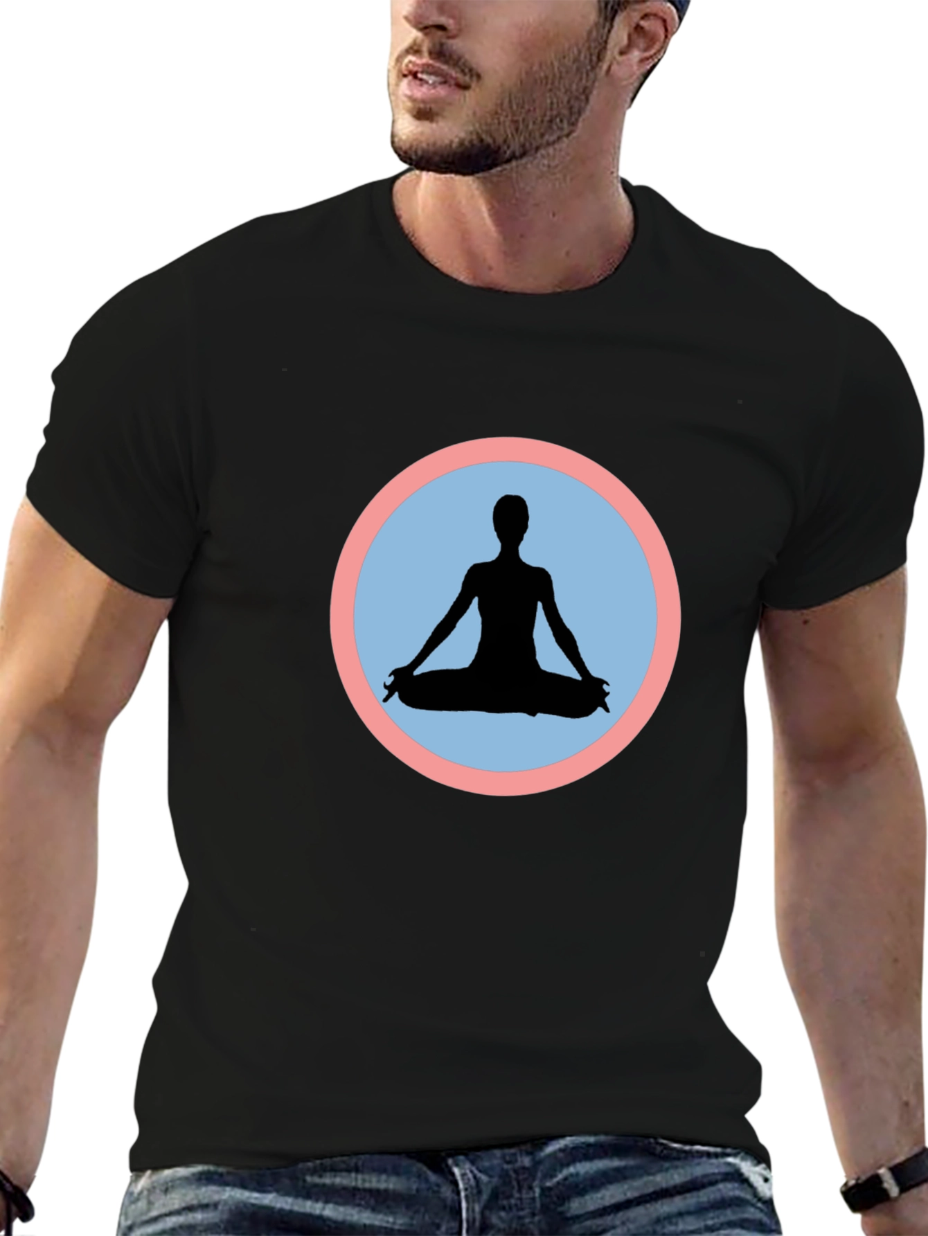 Black Yoga Pose Graphic Tee - Black view 6