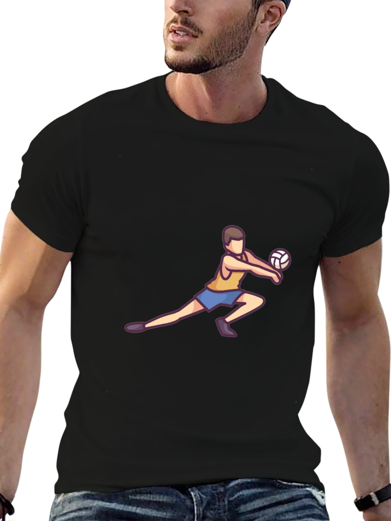 Black Volleyball Player Graphic T-Shirt view 6