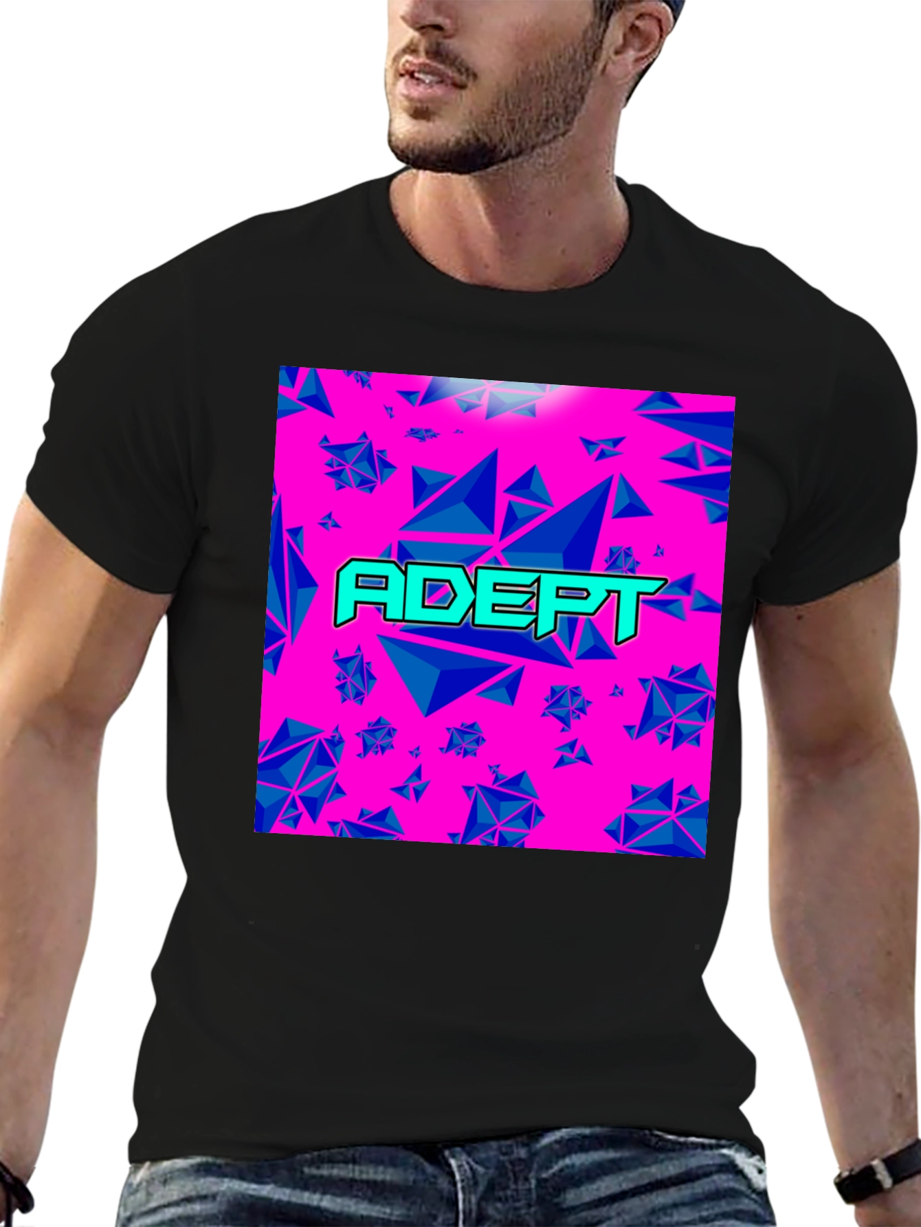 Black Adept Graphic Tee - Retro Geometric Design view 6