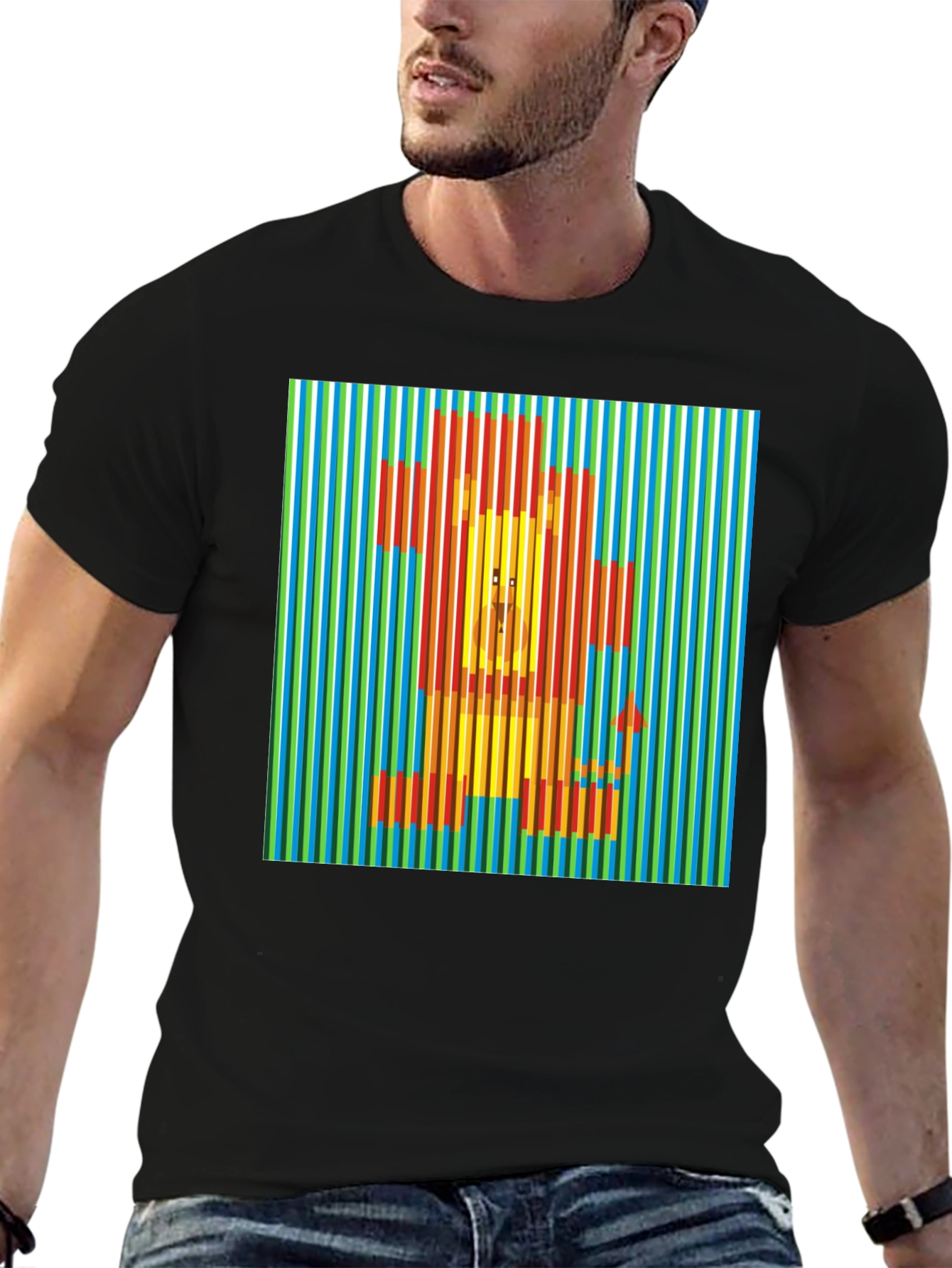 Black Lion Illusion Graphic T-Shirt - Stylish & Unique view 6