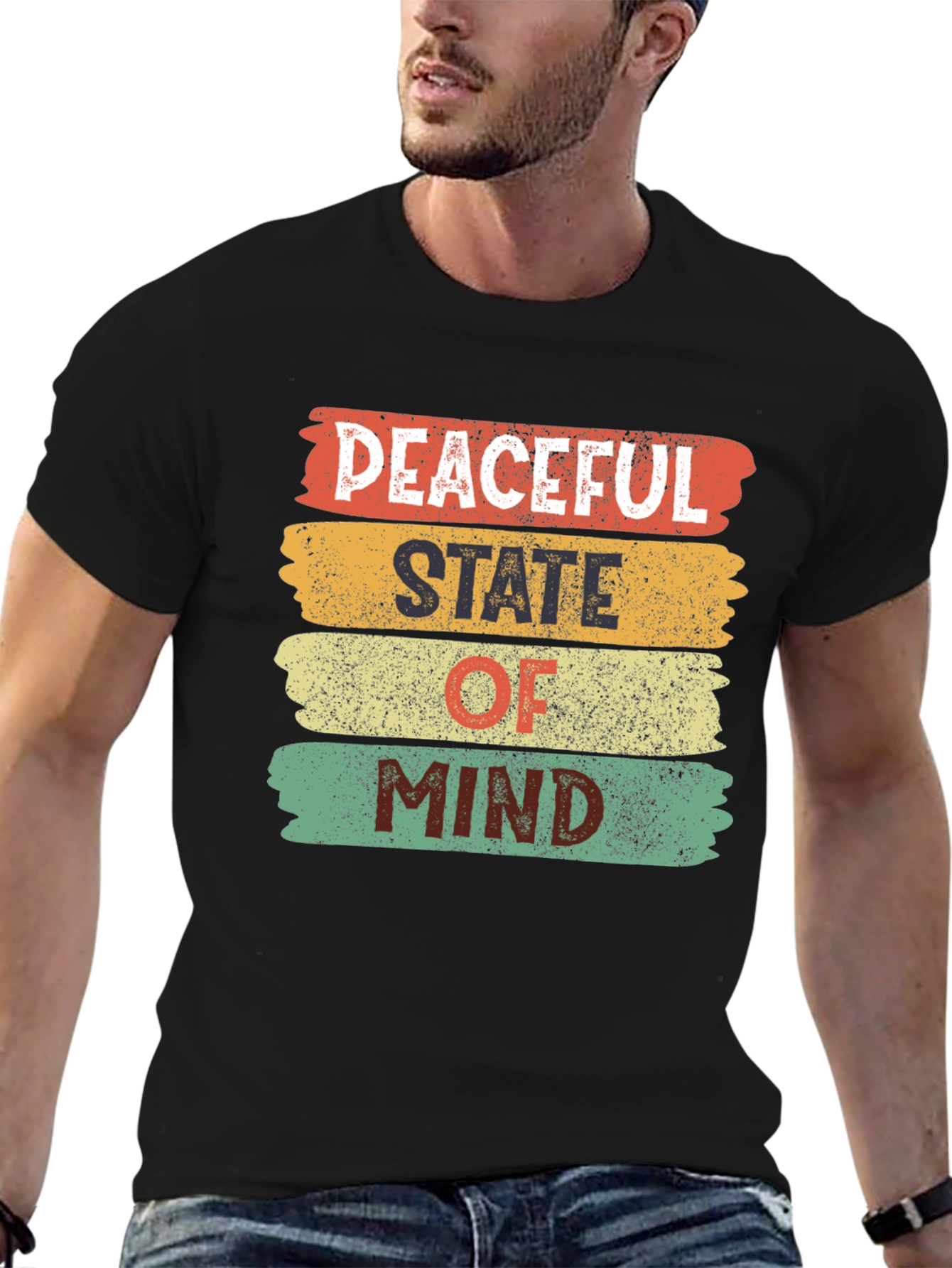 Black Peaceful State of Mind Graphic Tee view 6