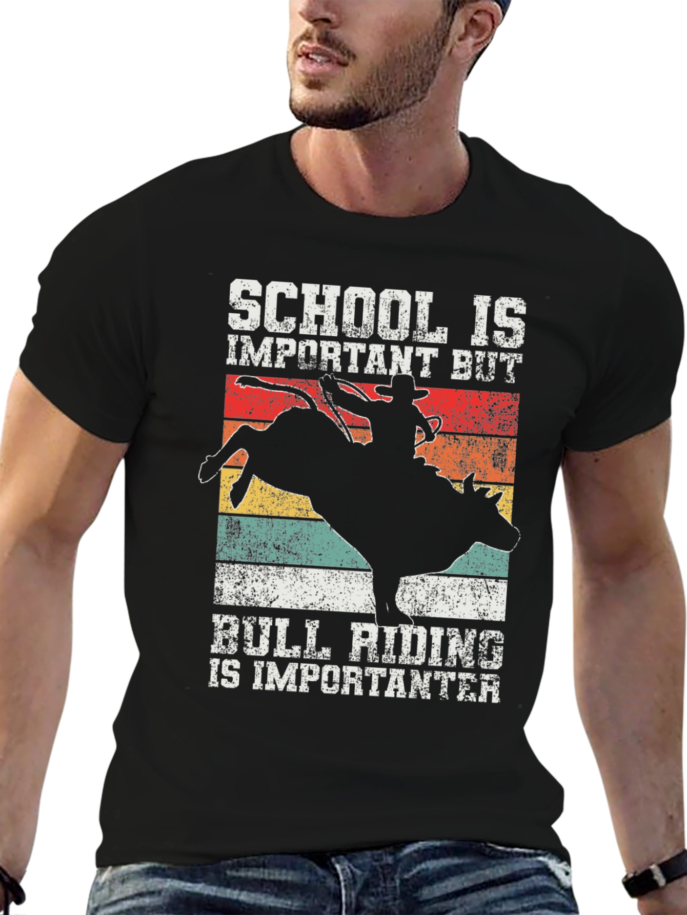 Black Bull Riding T-Shirt - School Is Important, But... view 6