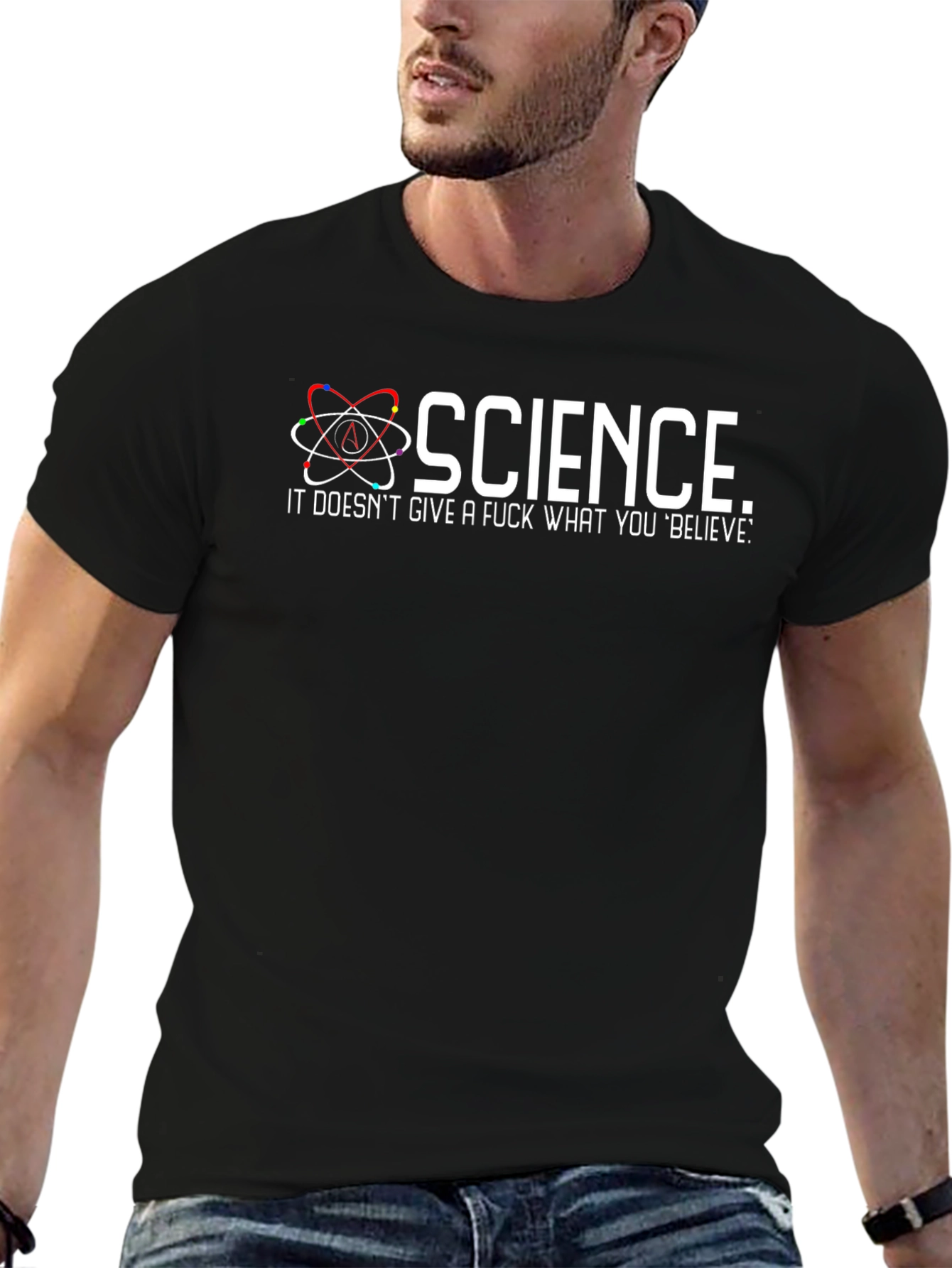 Black Science Doesn't Care What You Believe T-Shirt view 6