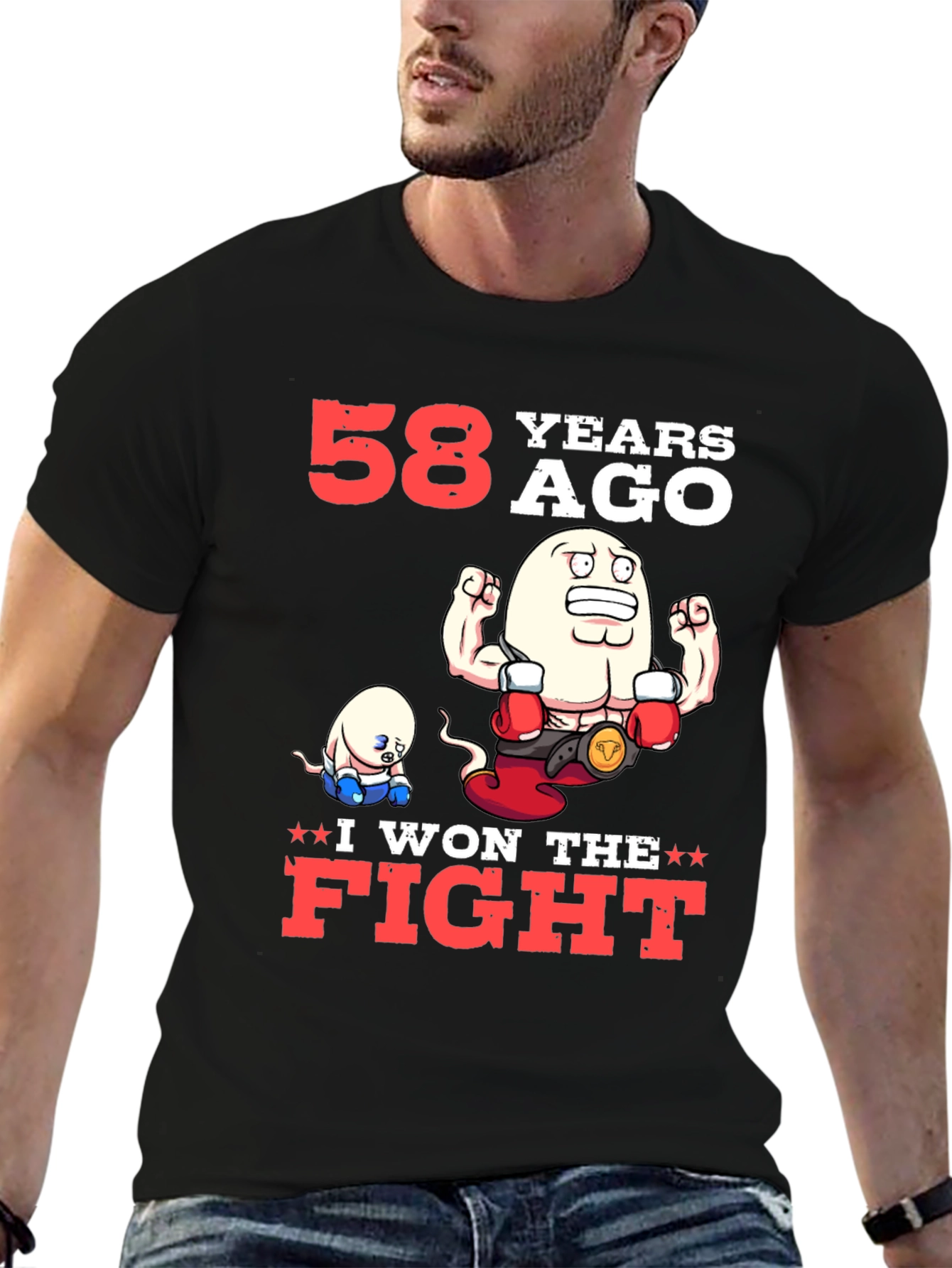 Black Funny 58 Years Ago I Won The Fight T-Shirt view 6