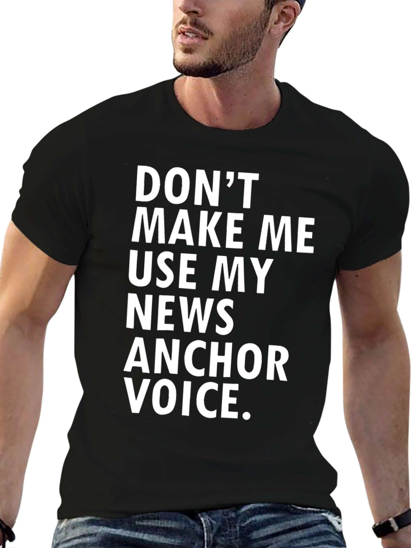 Black News Anchor Voice T-Shirt - Funny Journalist Tee view 6