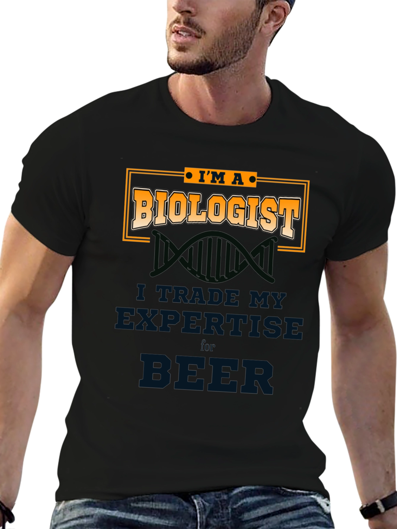 Black Biologist T-Shirt - Trade Expertise for Beer view 6
