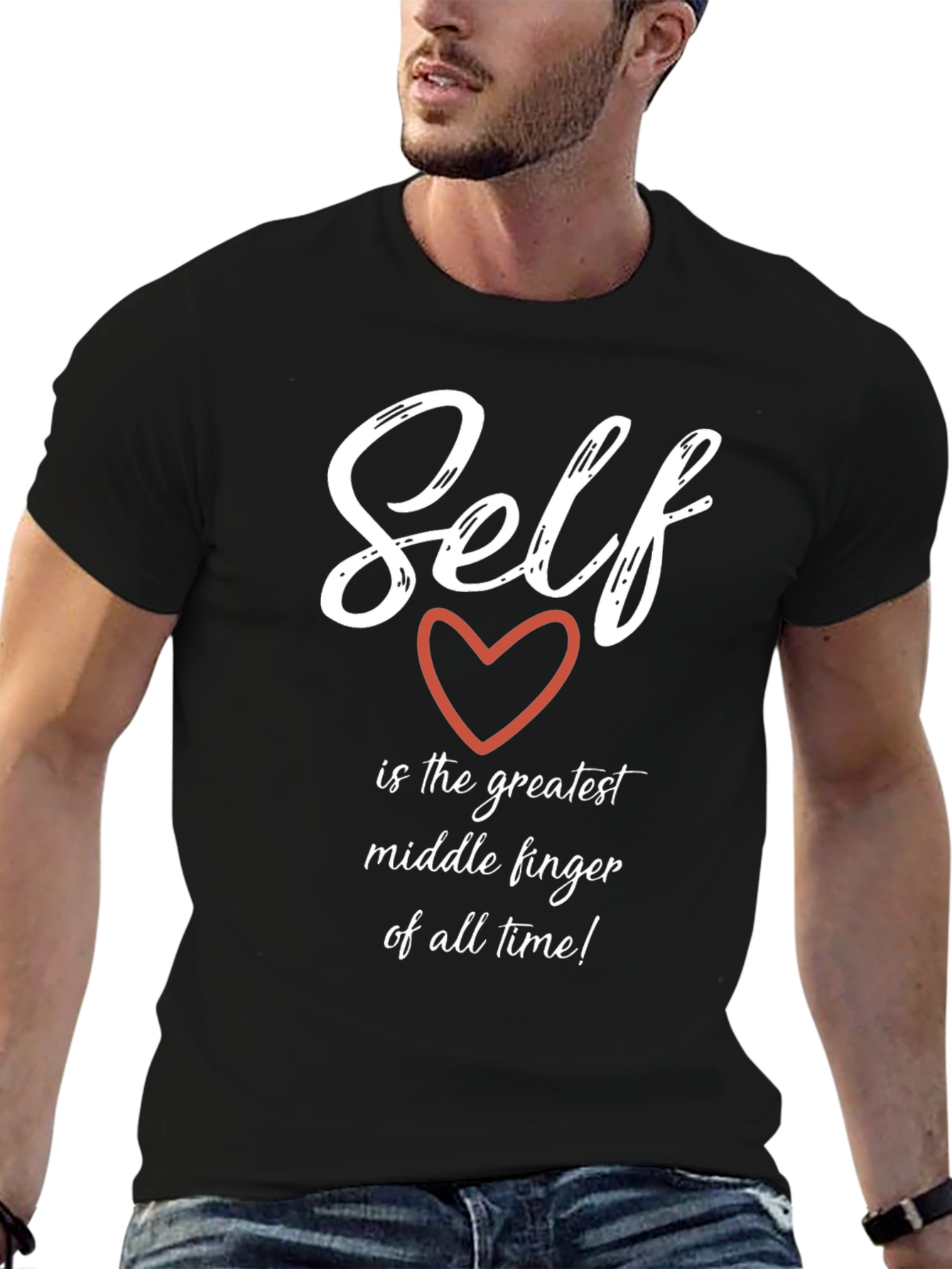 Black Self Love Black T-Shirt - Greatest Middle Finger! view 6