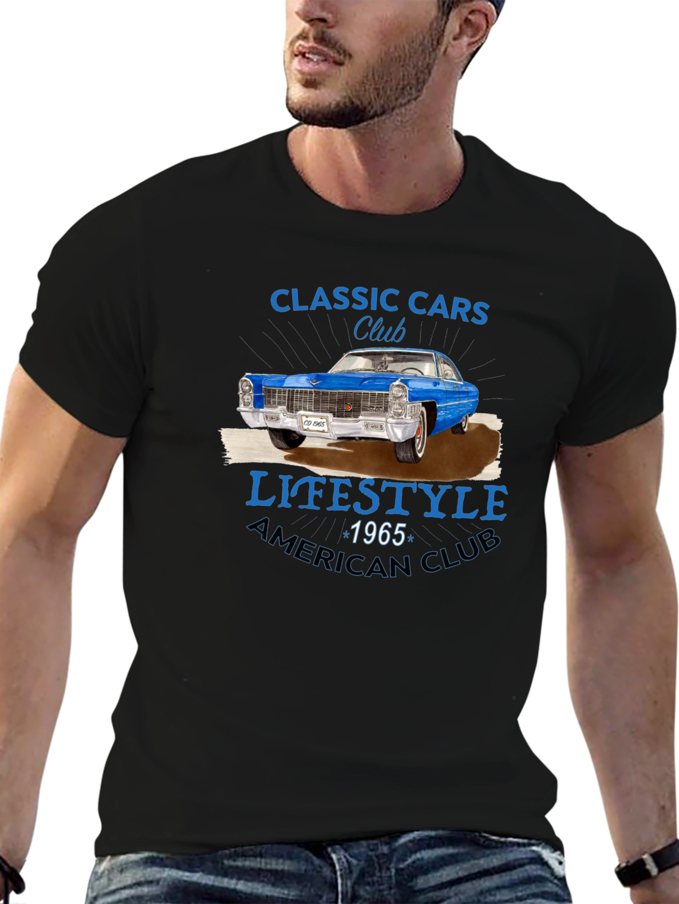 Black Classic Cars Club 1965 T-Shirt view 6