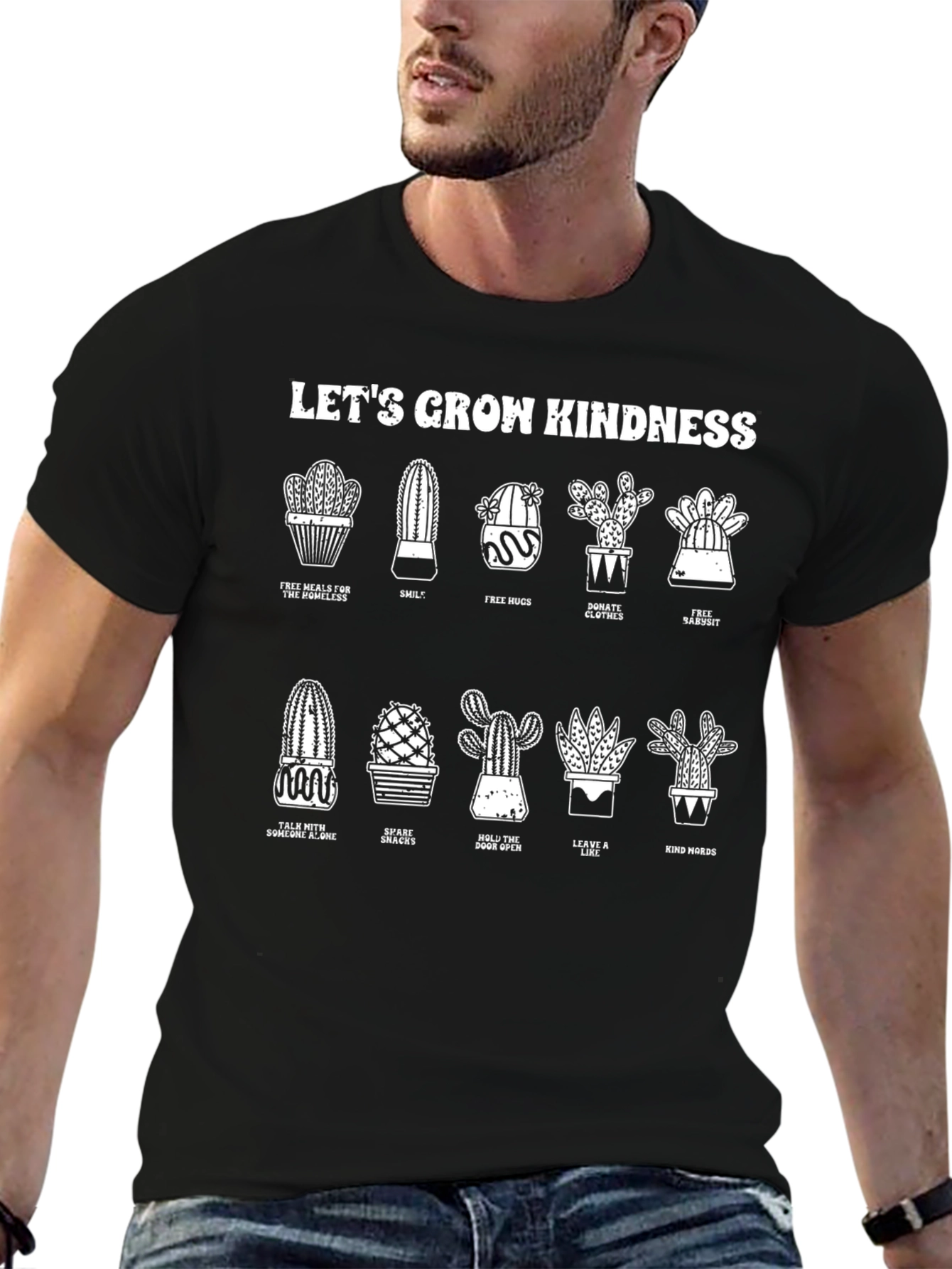 Black Let's Grow Kindness Graphic T-Shirt view 6