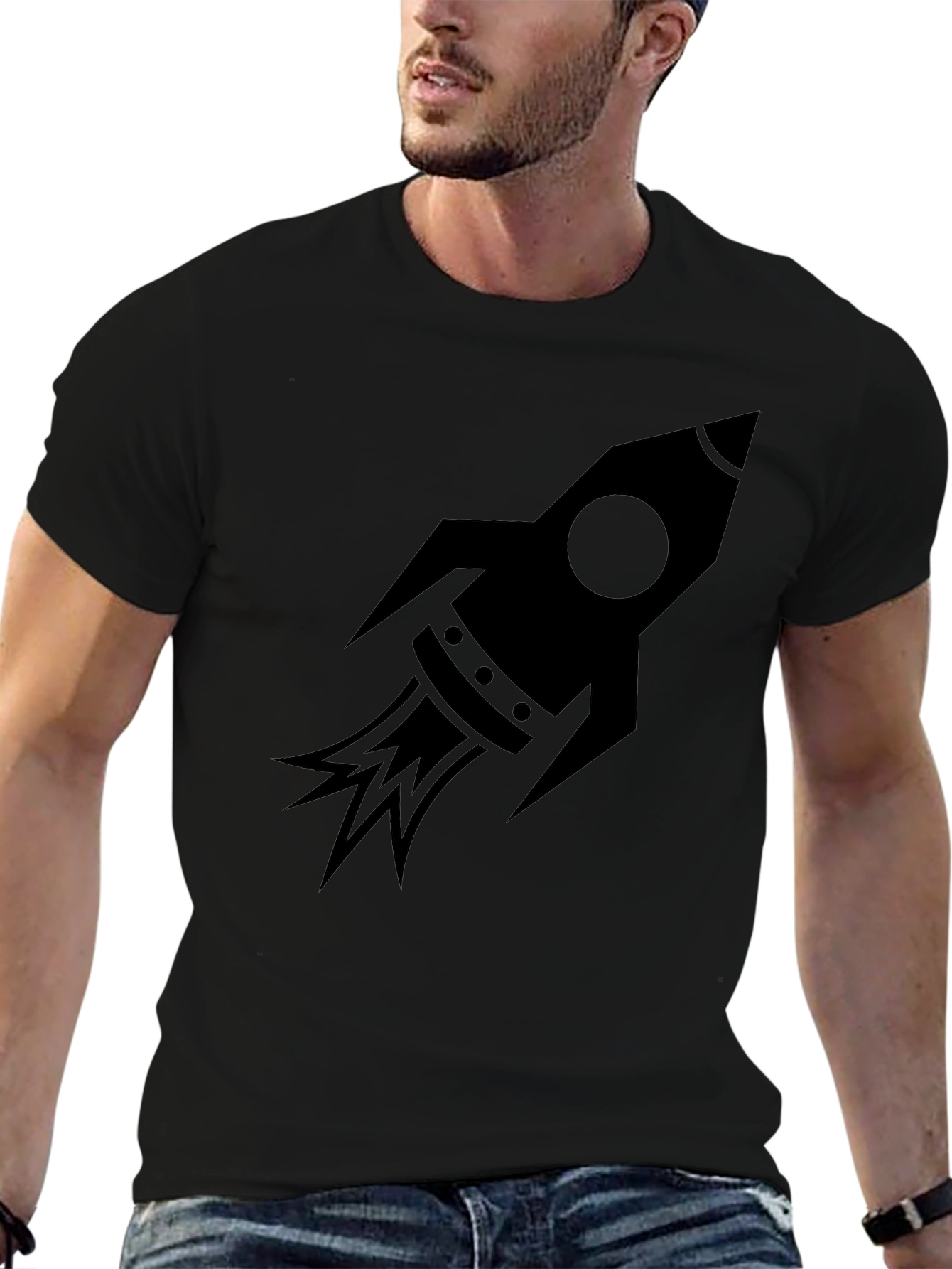 Black Rocket Graphic Tee - Black Cotton Blend view 6