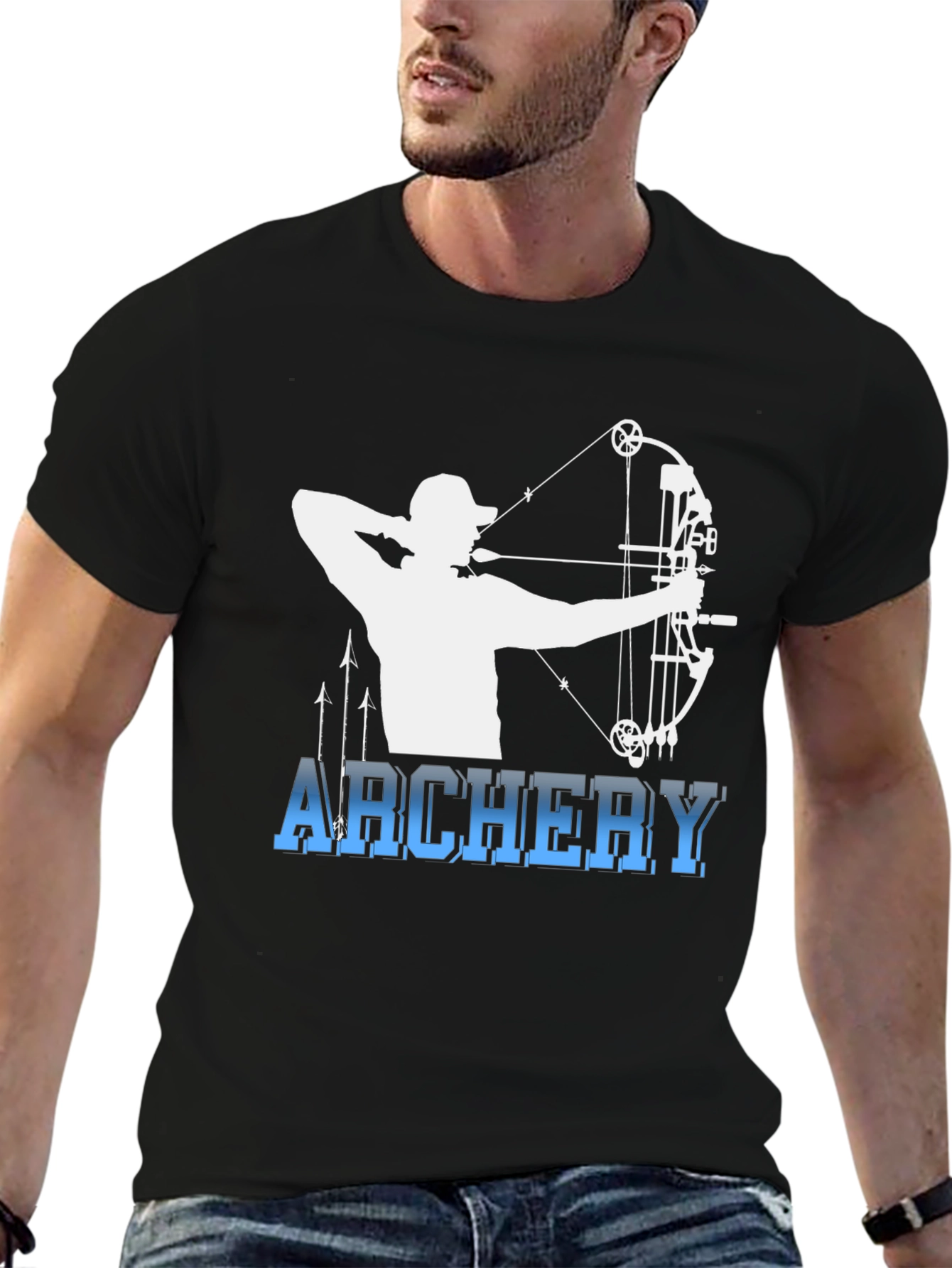 Black Archery Bow Hunter Black T-Shirt view 6