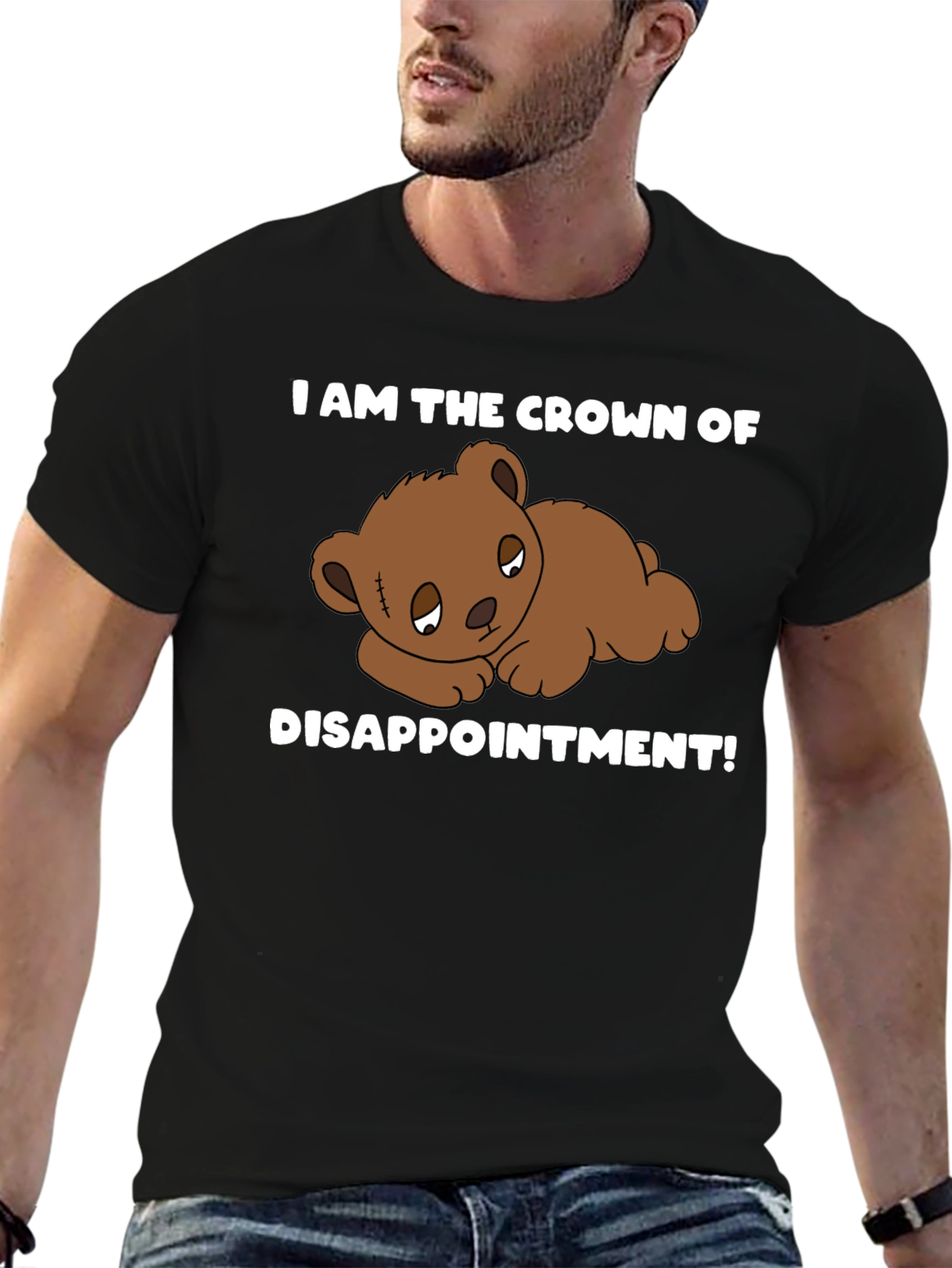 Black Crown of Disappointment T-Shirt - Sad Teddy Bear view 6