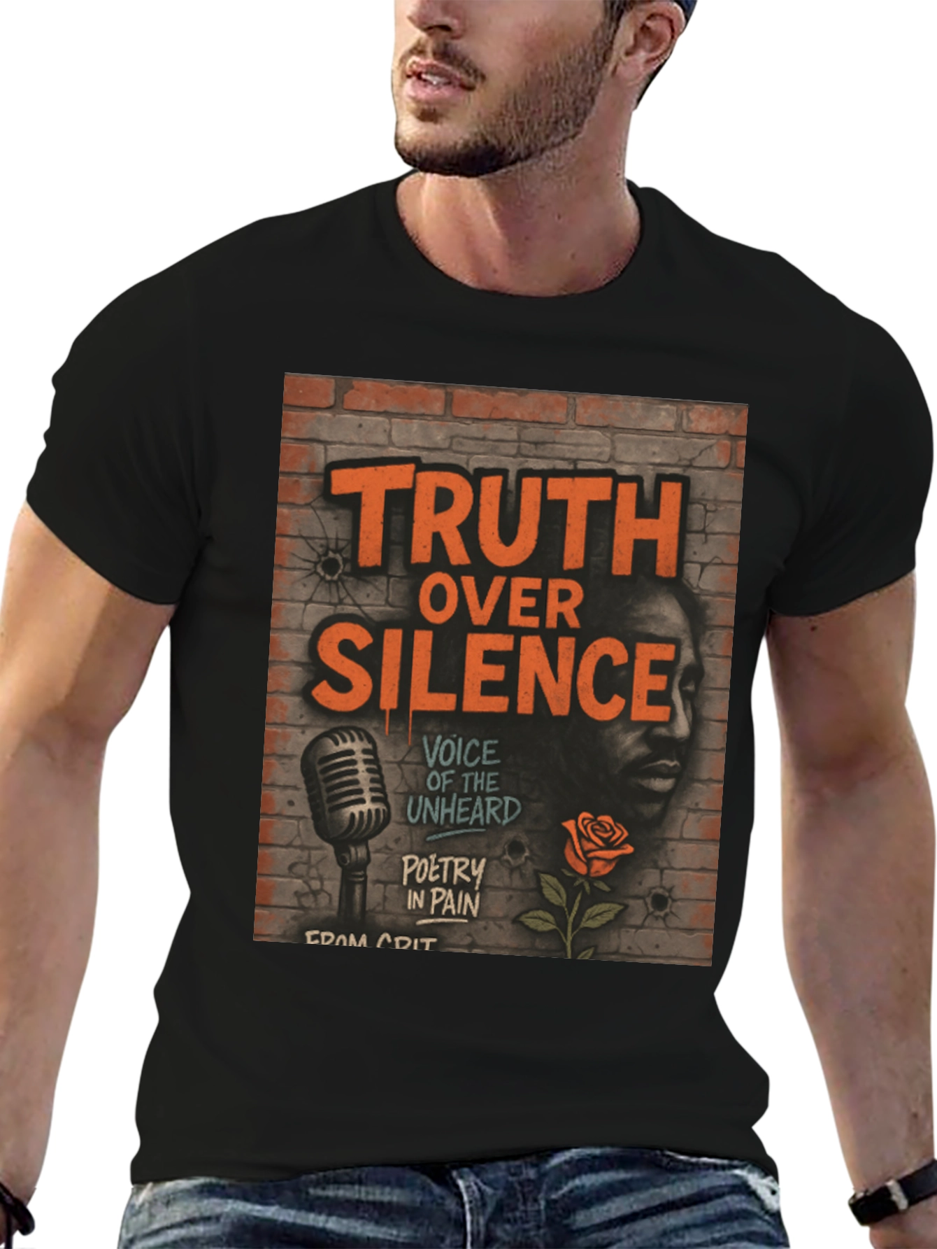 Black Truth Over Silence Graphic T-Shirt - Poetry in Pain view 6