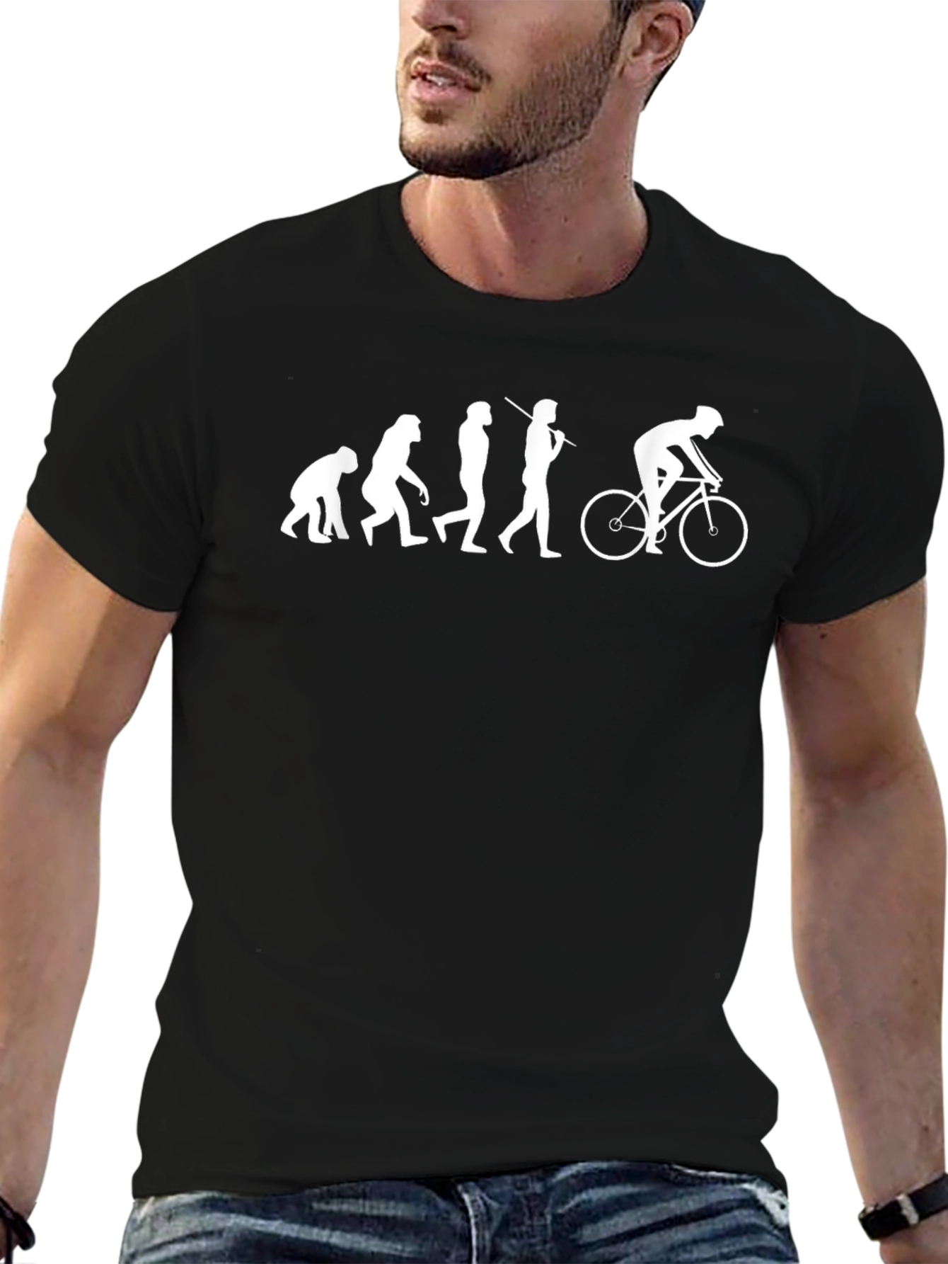 Black Evolution of Cyclist T-Shirt - Funny Biking Tee view 6