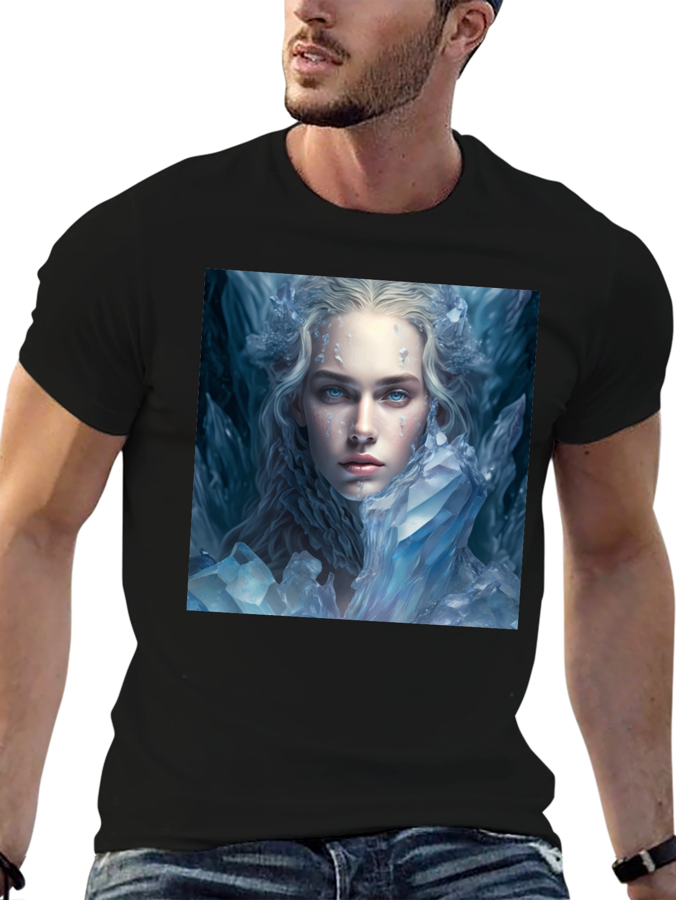 Black Icy Queen Graphic Tee - Black Cotton Blend Shirt view 6