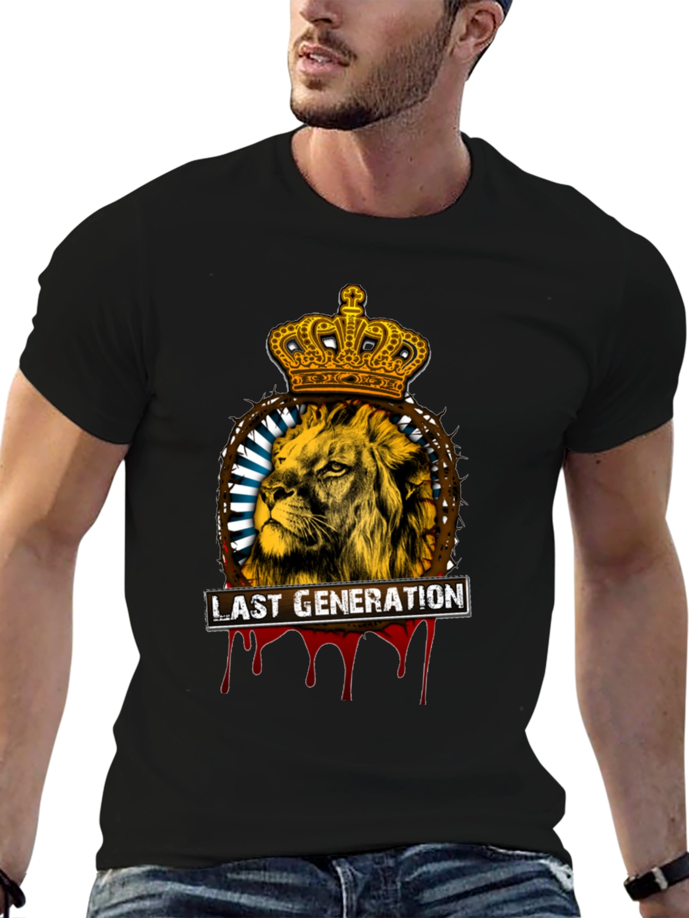 Black Lion Crown T-Shirt - Last Generation Graphic Tee view 6