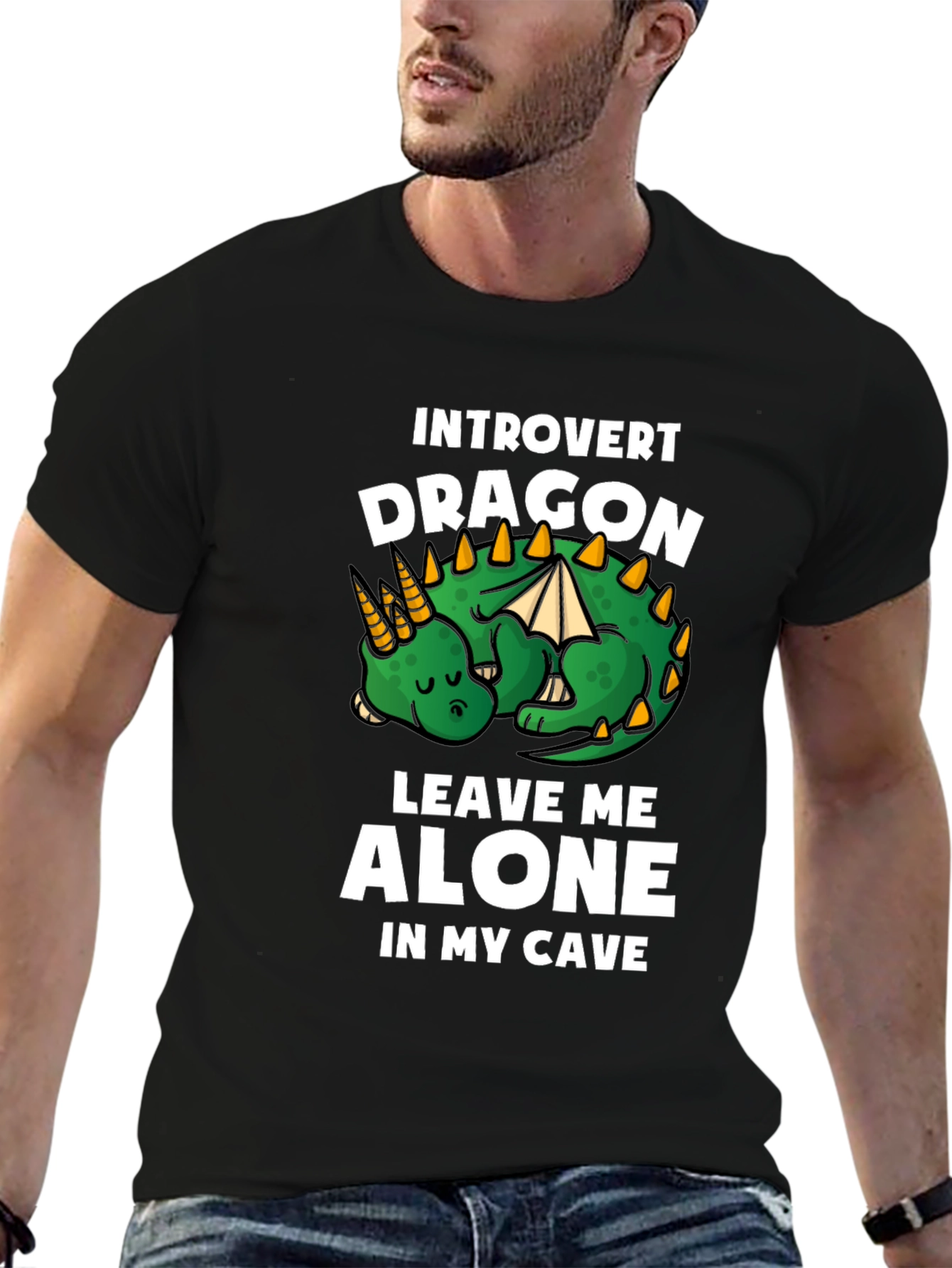Black Introvert Dragon T-Shirt - Leave Me Alone view 6