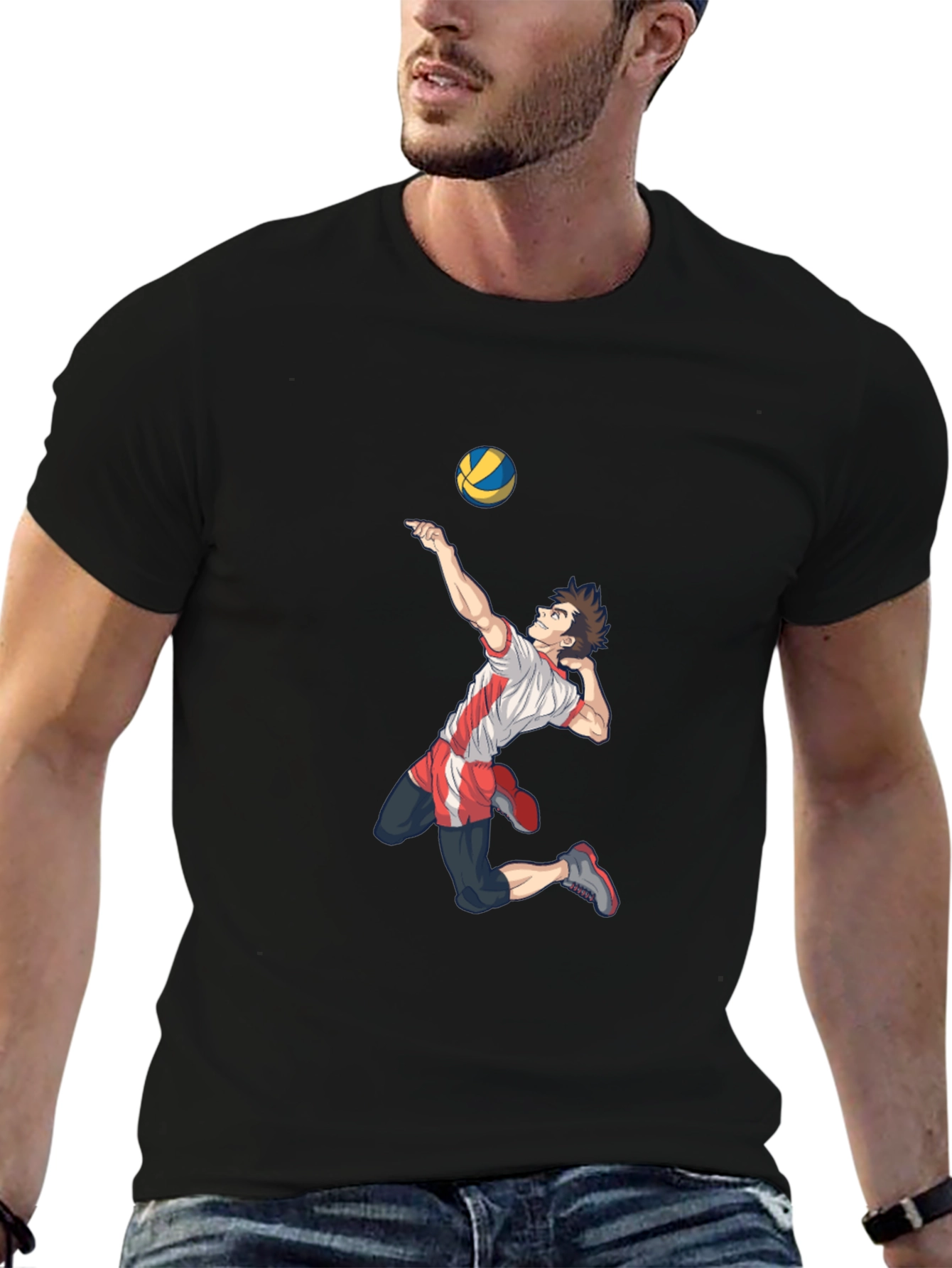 Black Volleyball Anime Graphic T-Shirt view 6