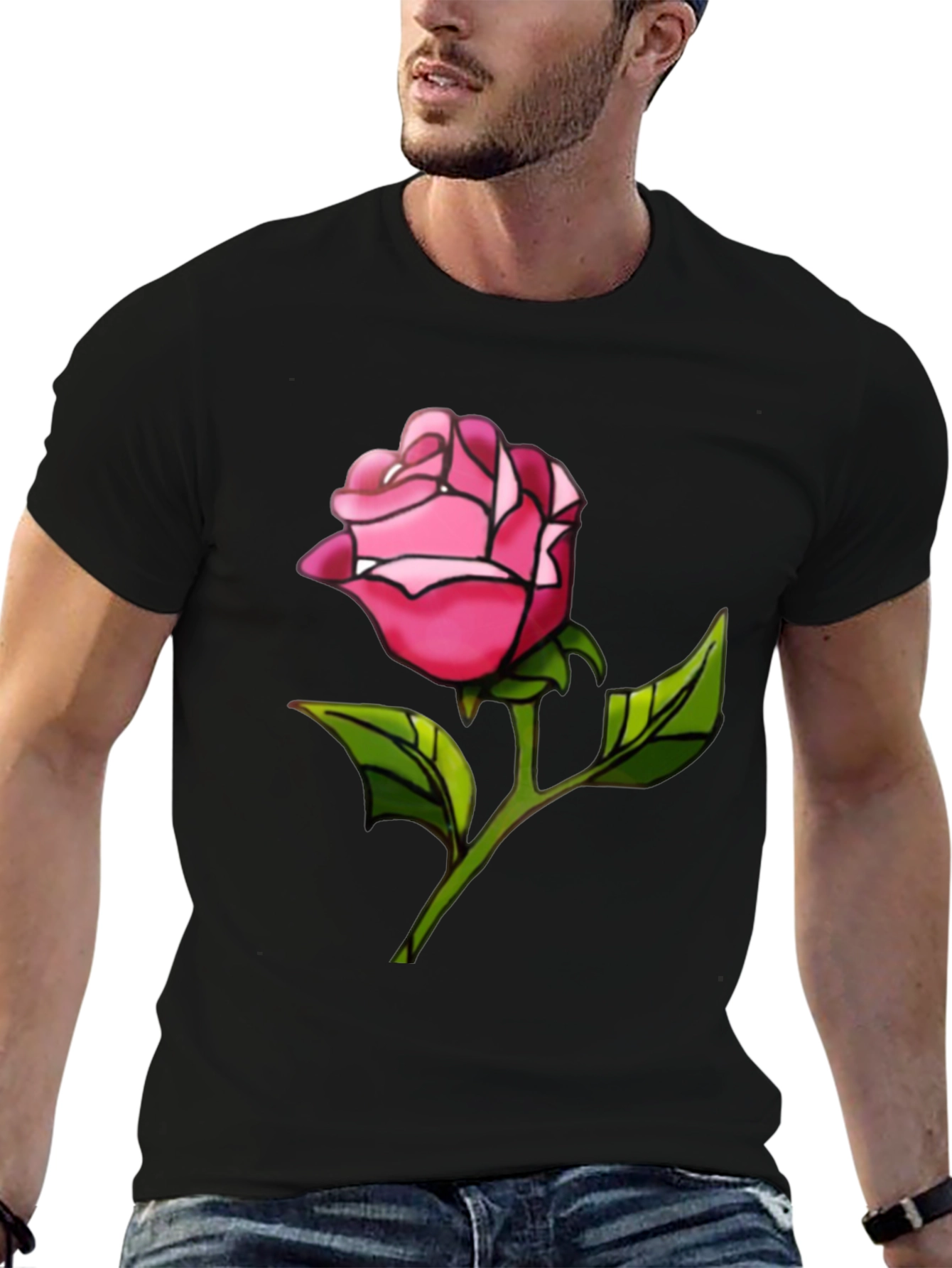 Black Rose Graphic Tee - Black Casual T-Shirt view 6