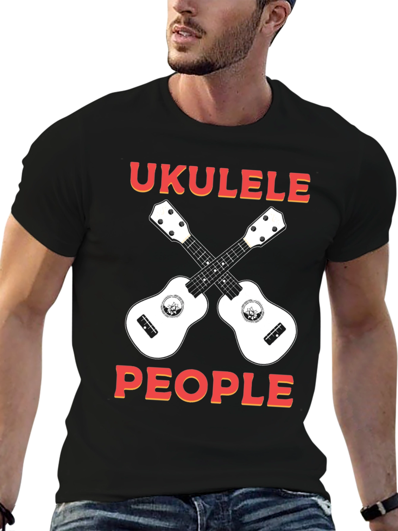 Black Ukulele People Graphic T-Shirt view 6