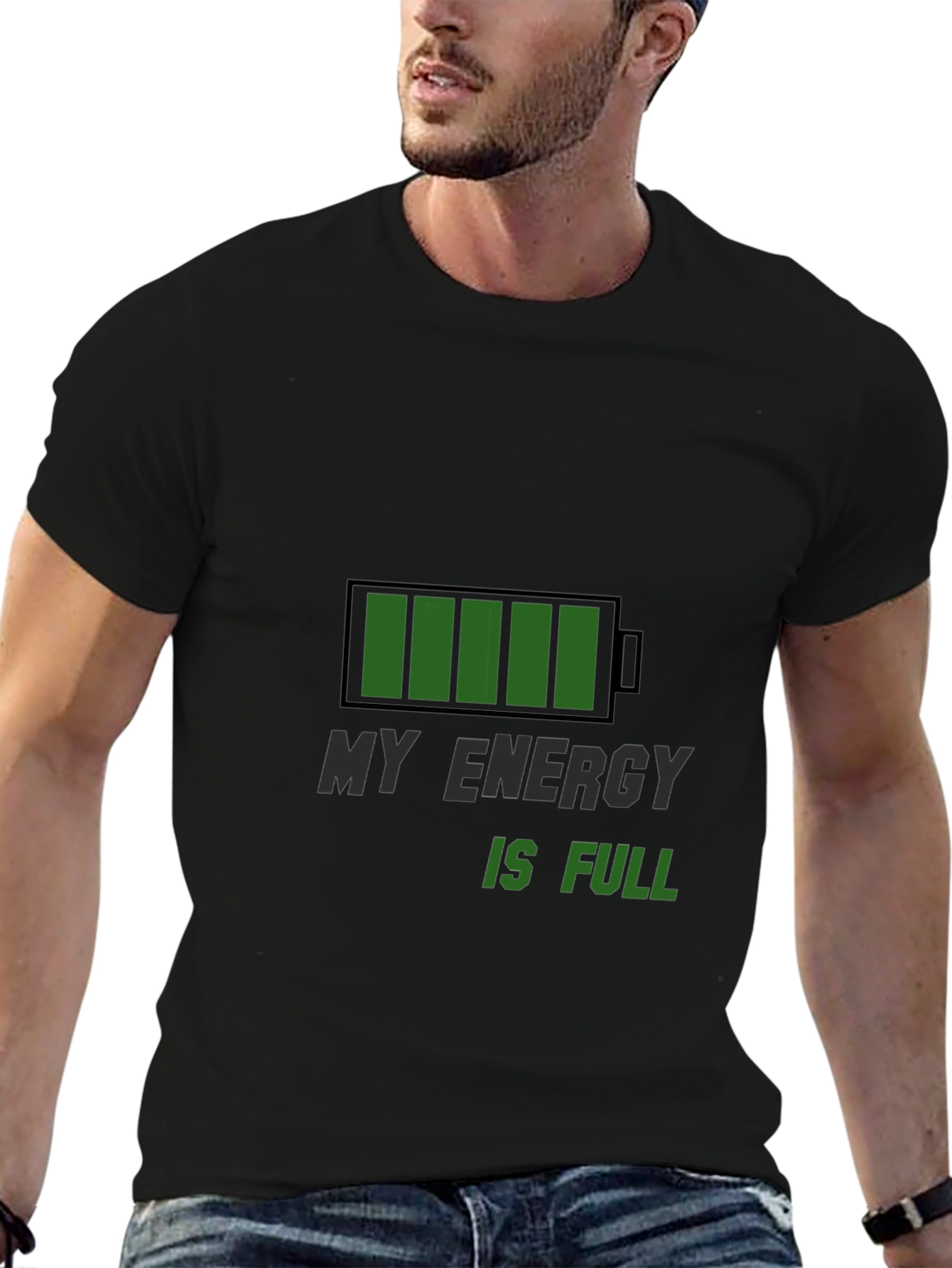 Black Full Energy T-Shirt - Recharge Your Style! view 6