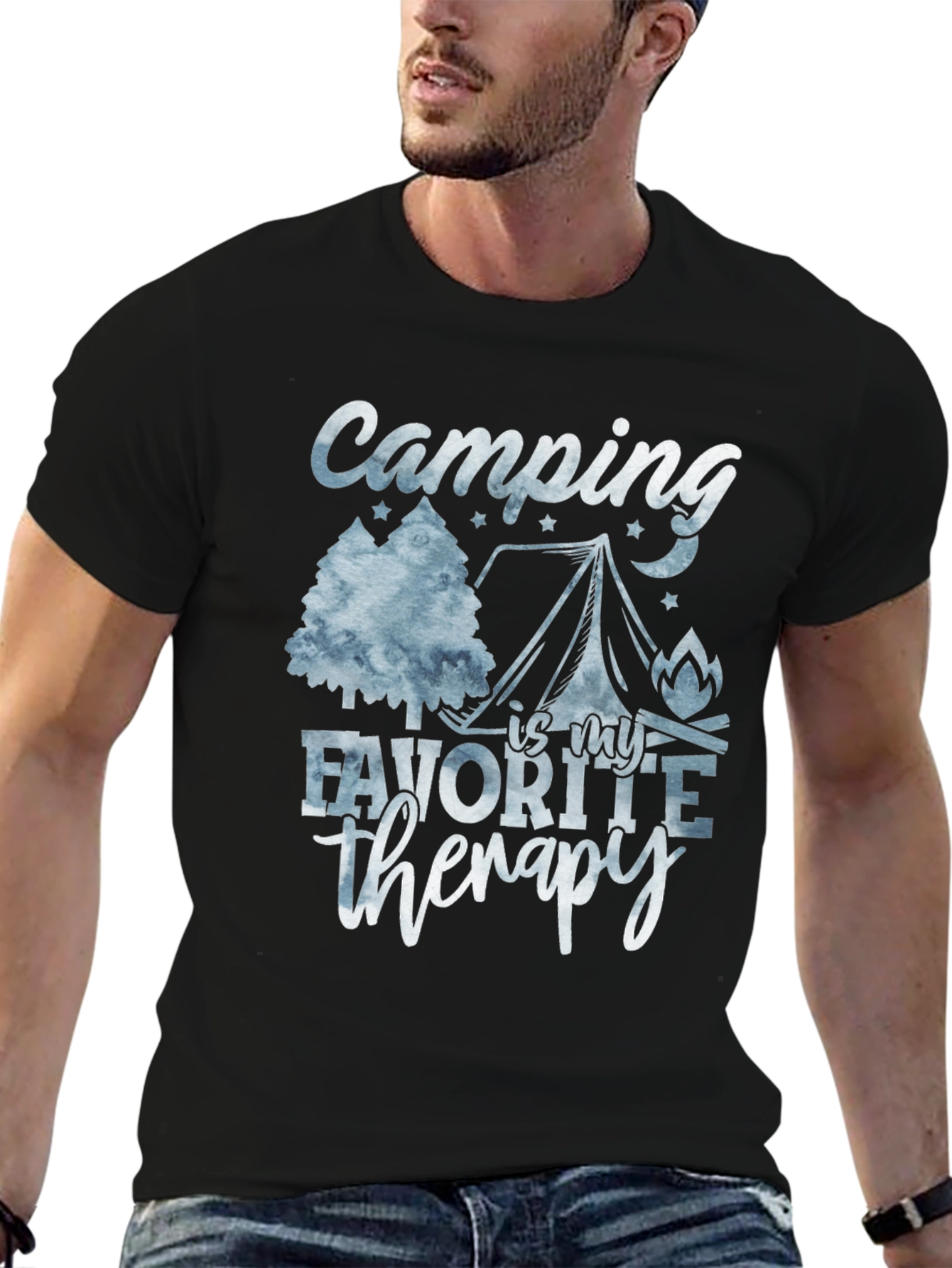 Black Camping Is My Therapy Graphic T-Shirt view 6