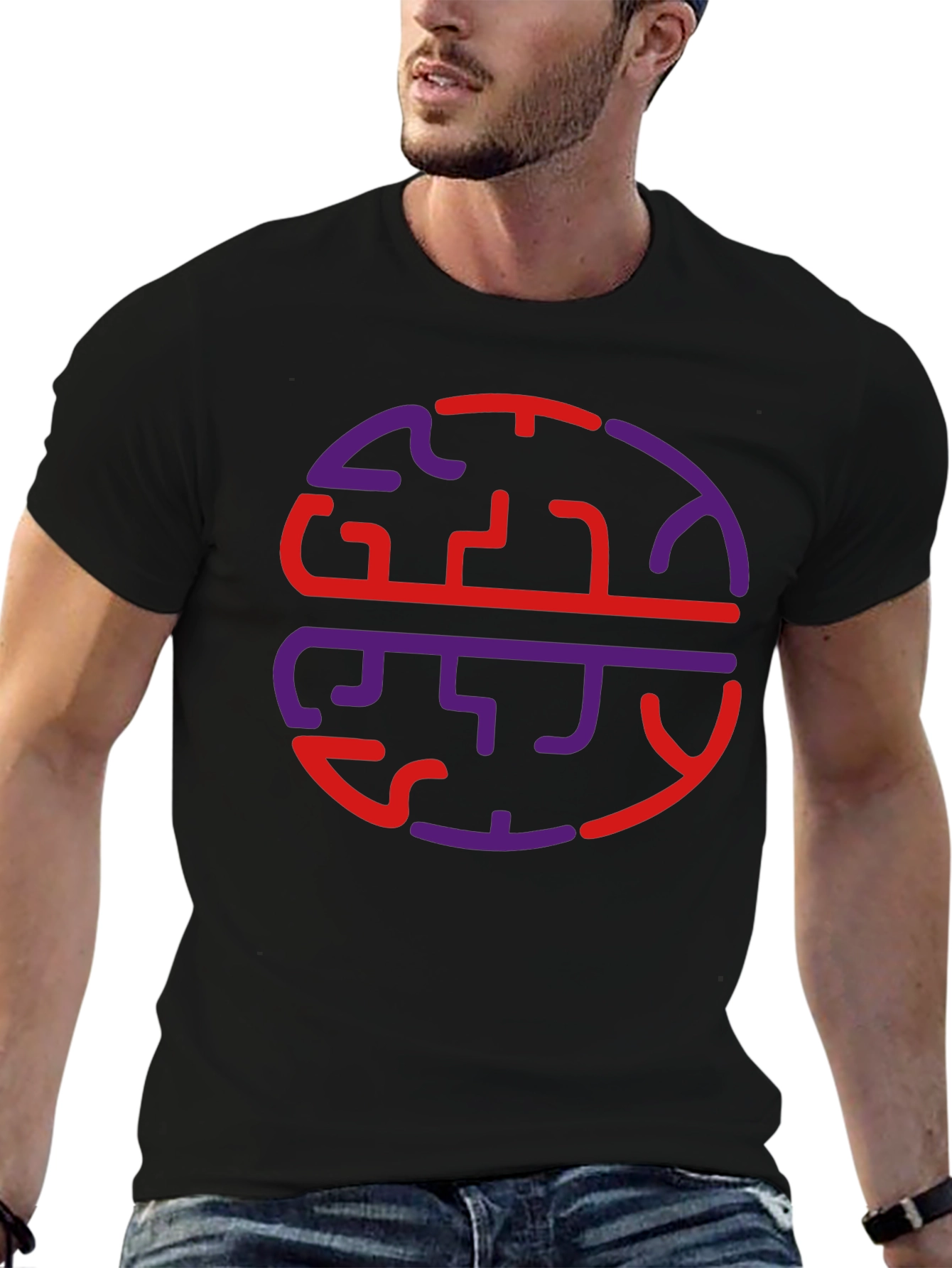 Black Abstract Brain Graphic Tee - Casual Wear view 6