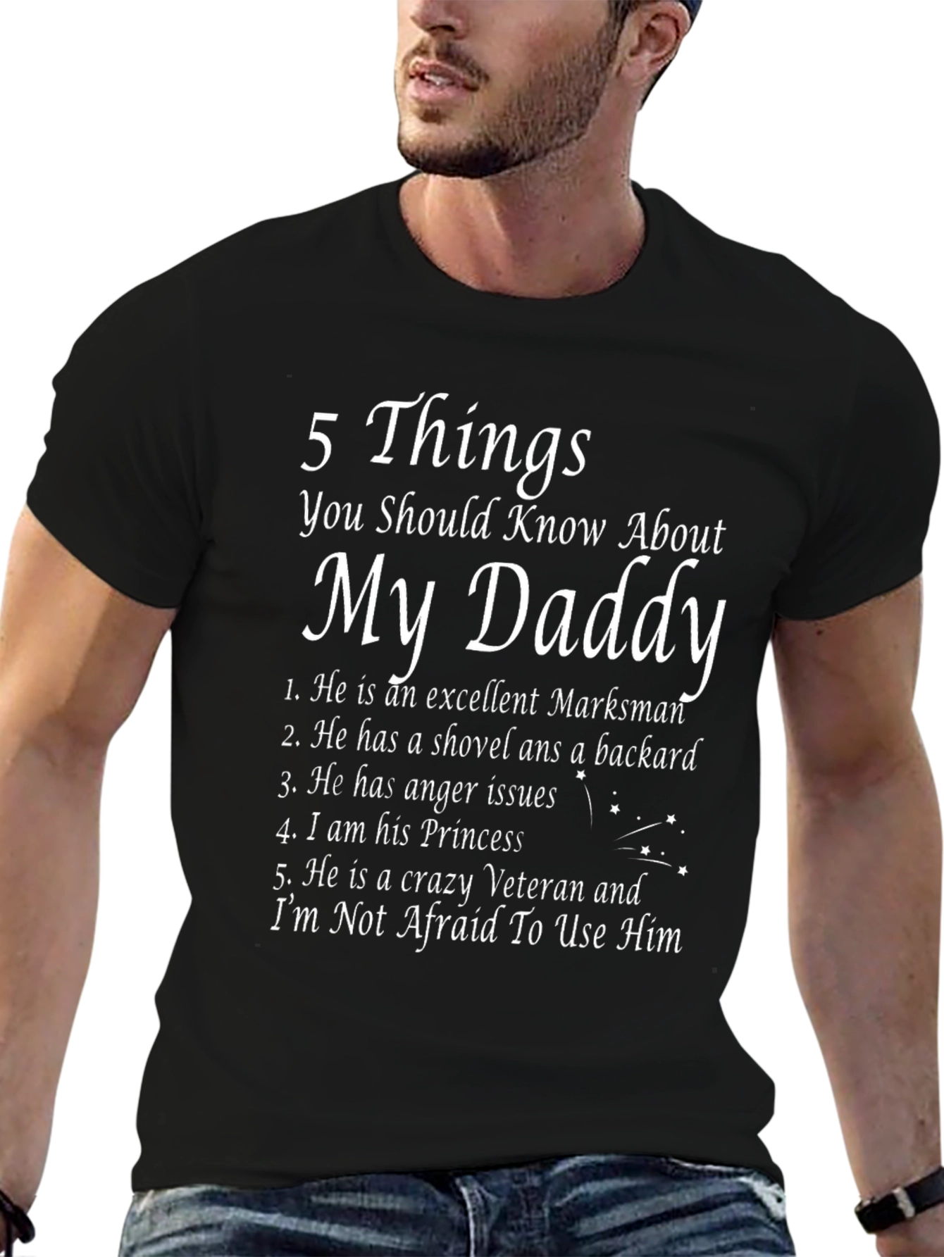 Black 5 Things About My Daddy Black T-Shirt Novelty Gift view 6