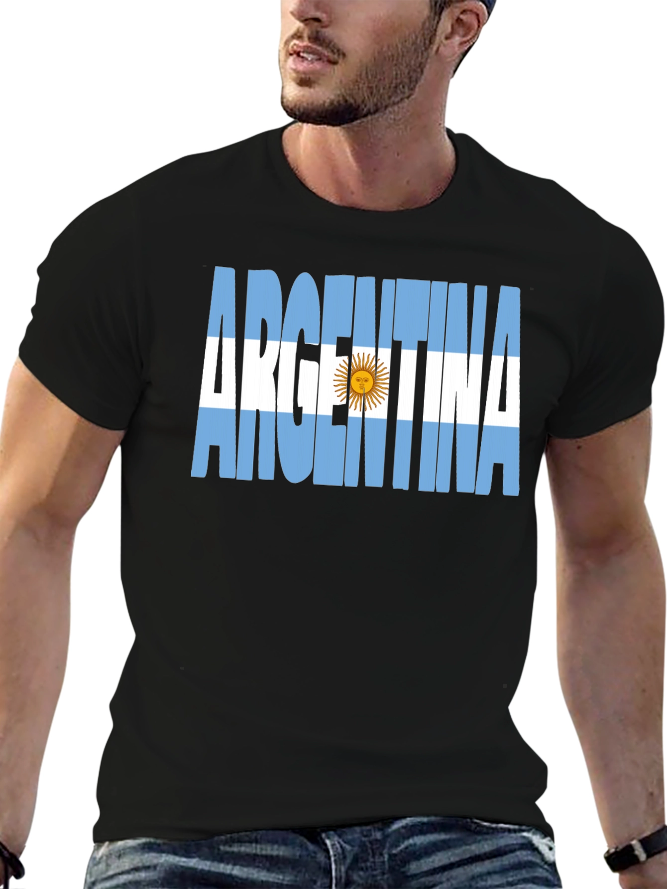 Argentina Flag T-Shirt - Black - 6