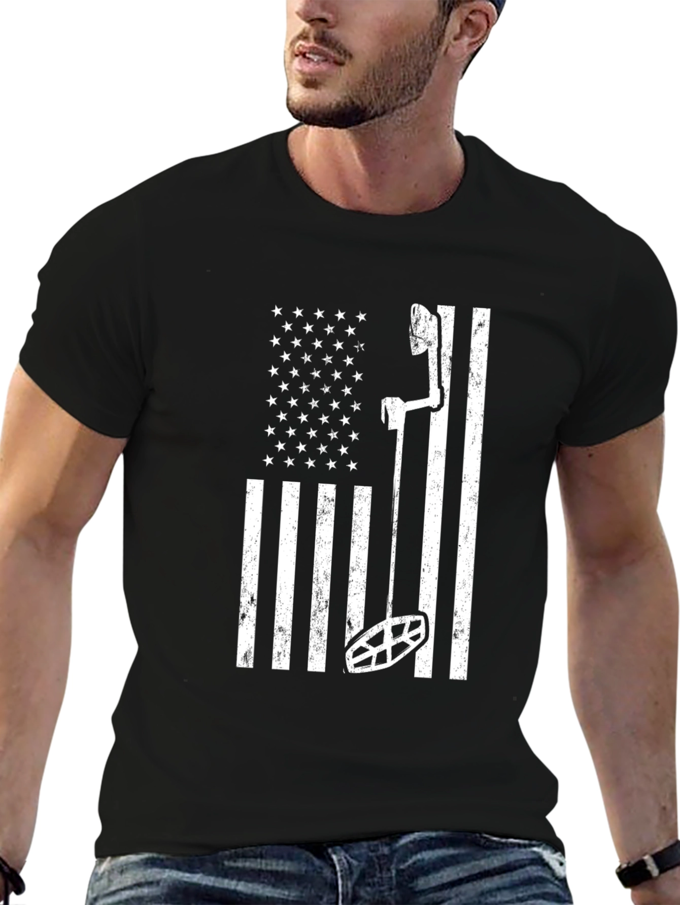 Black Metal Detecting Flag Tee view 6