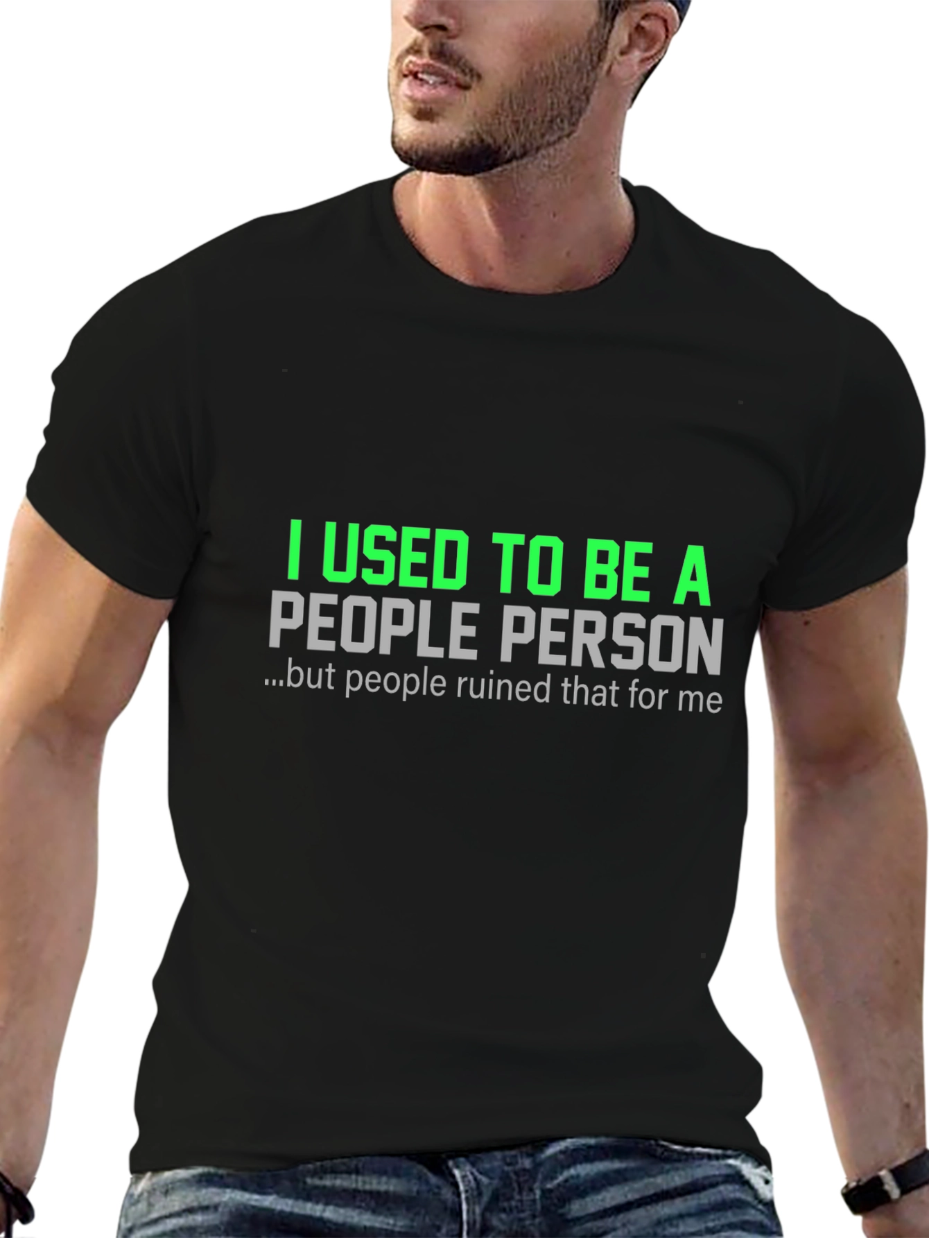 Black I Used To Be A People Person Graphic T-Shirt view 6