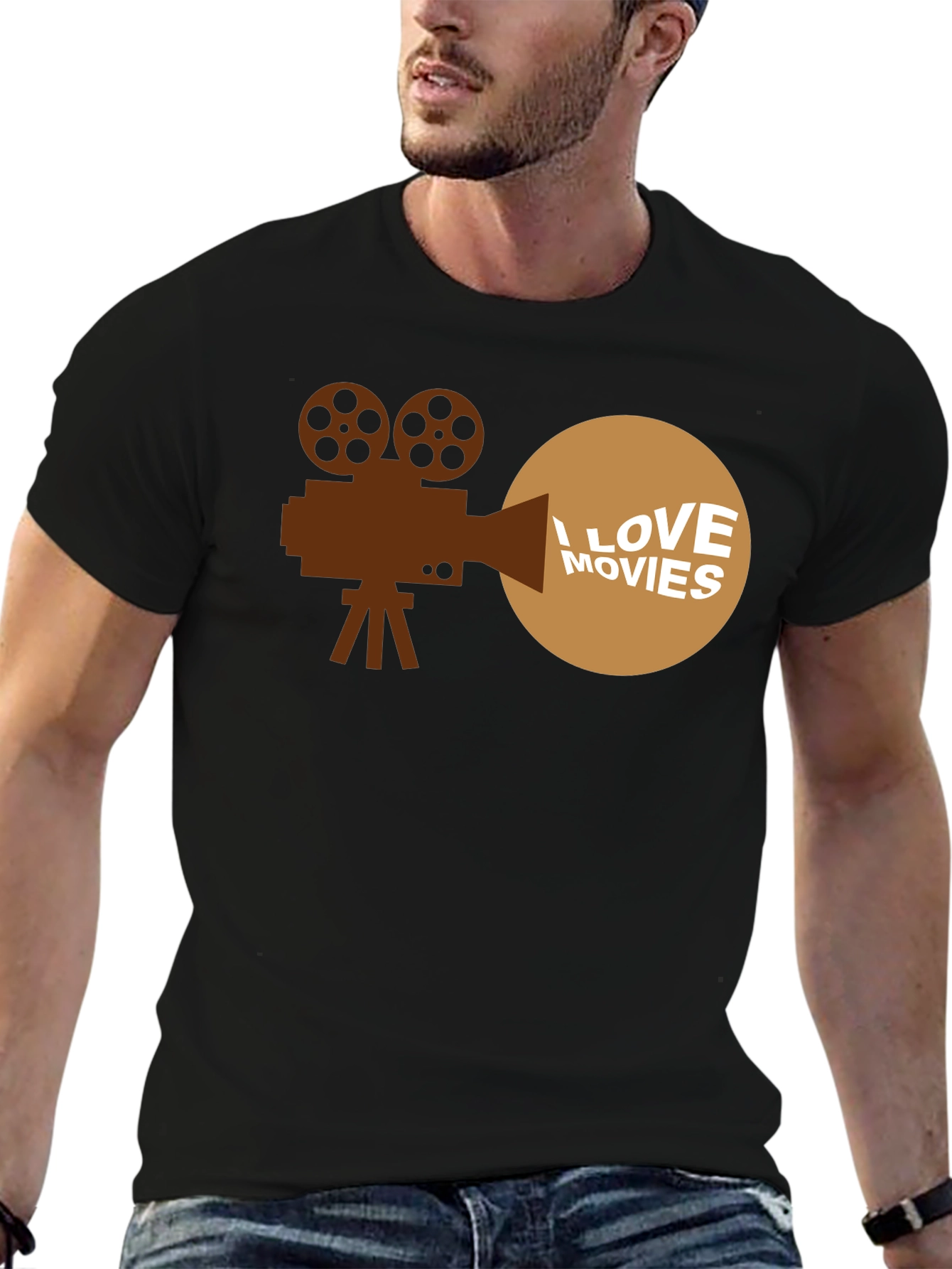 Black I Love Movies T-Shirt - Classic Film Fan Tee view 6