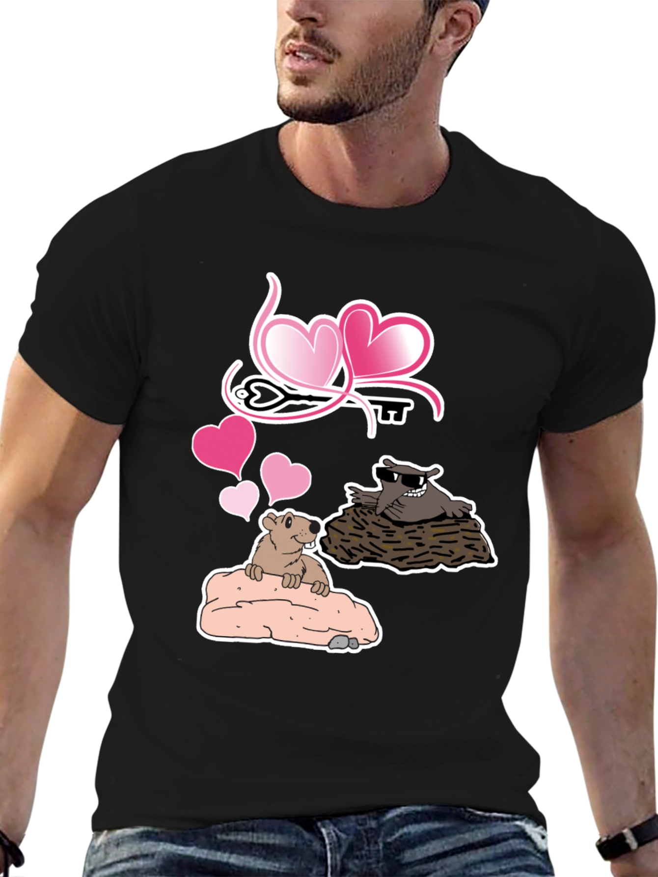 Black Groundhog Love T-Shirt - Cute Valentine's Day Tee view 6
